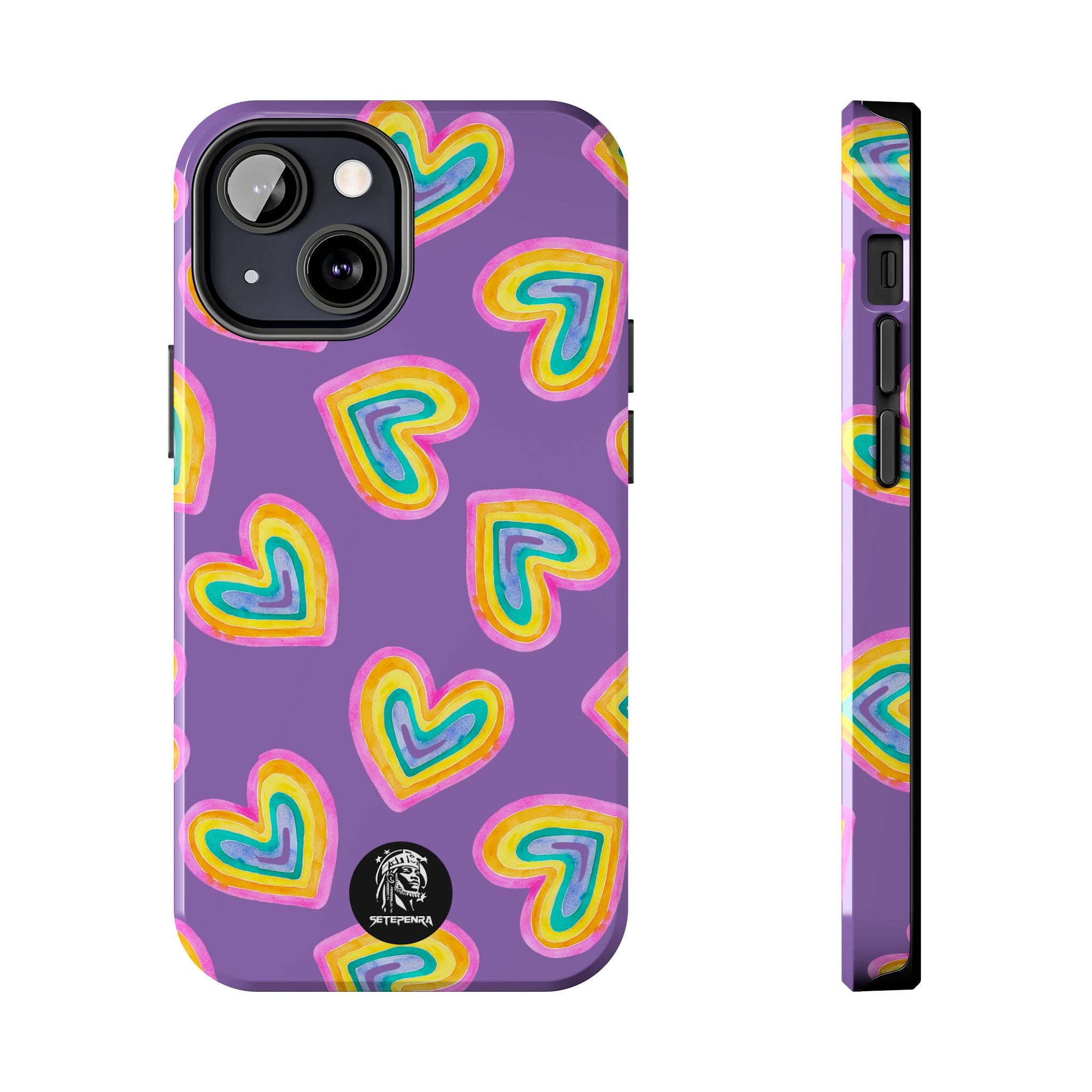 Rainbow Heart Tough Phone Case (For iPhone, Galaxy & More) - Light Purple SETEPENRA Phone Case.