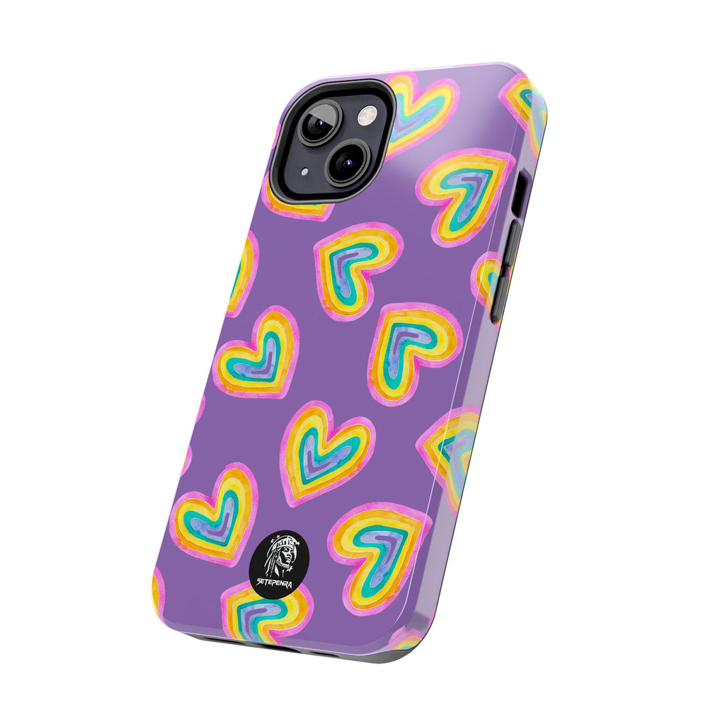 Rainbow Heart Tough Phone Case (For iPhone, Galaxy & More) - Light Purple