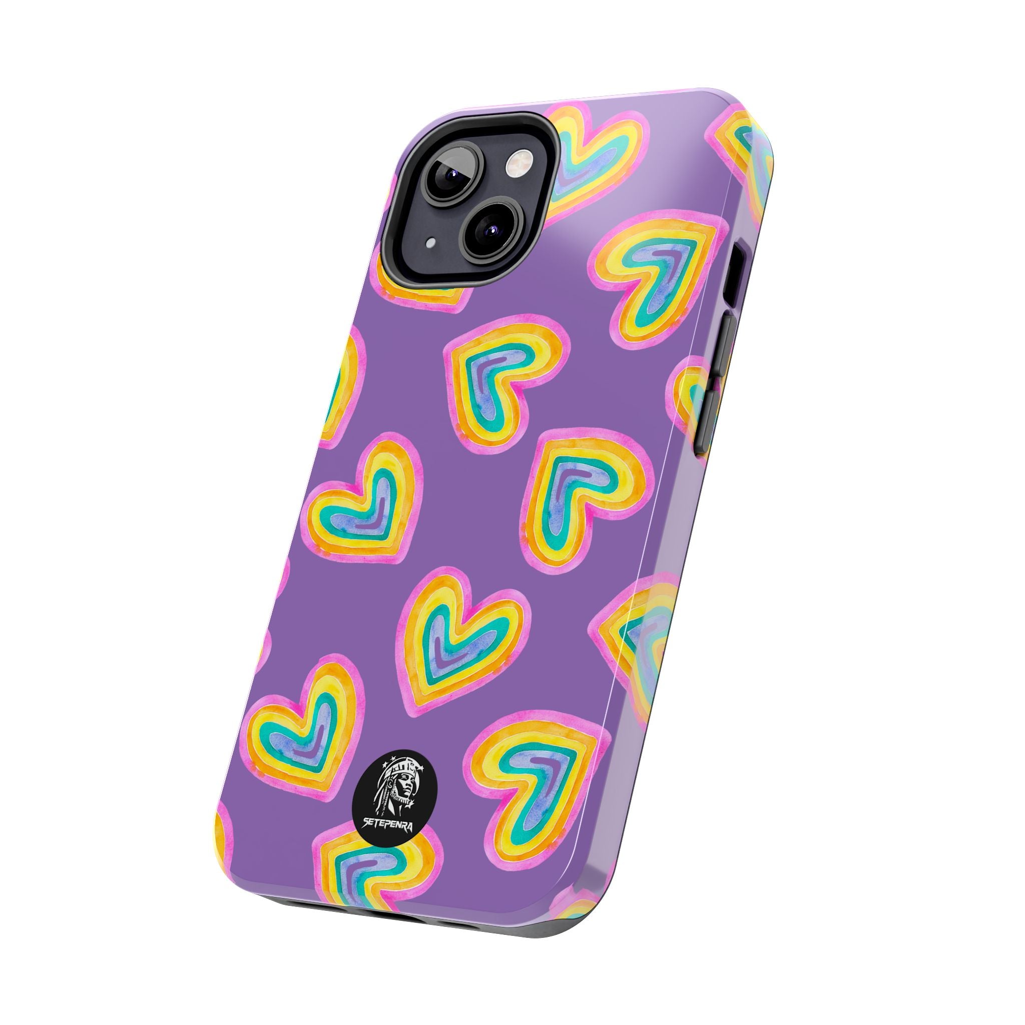 Rainbow Heart Tough Phone Case (For iPhone, Galaxy & More) - Light Purple