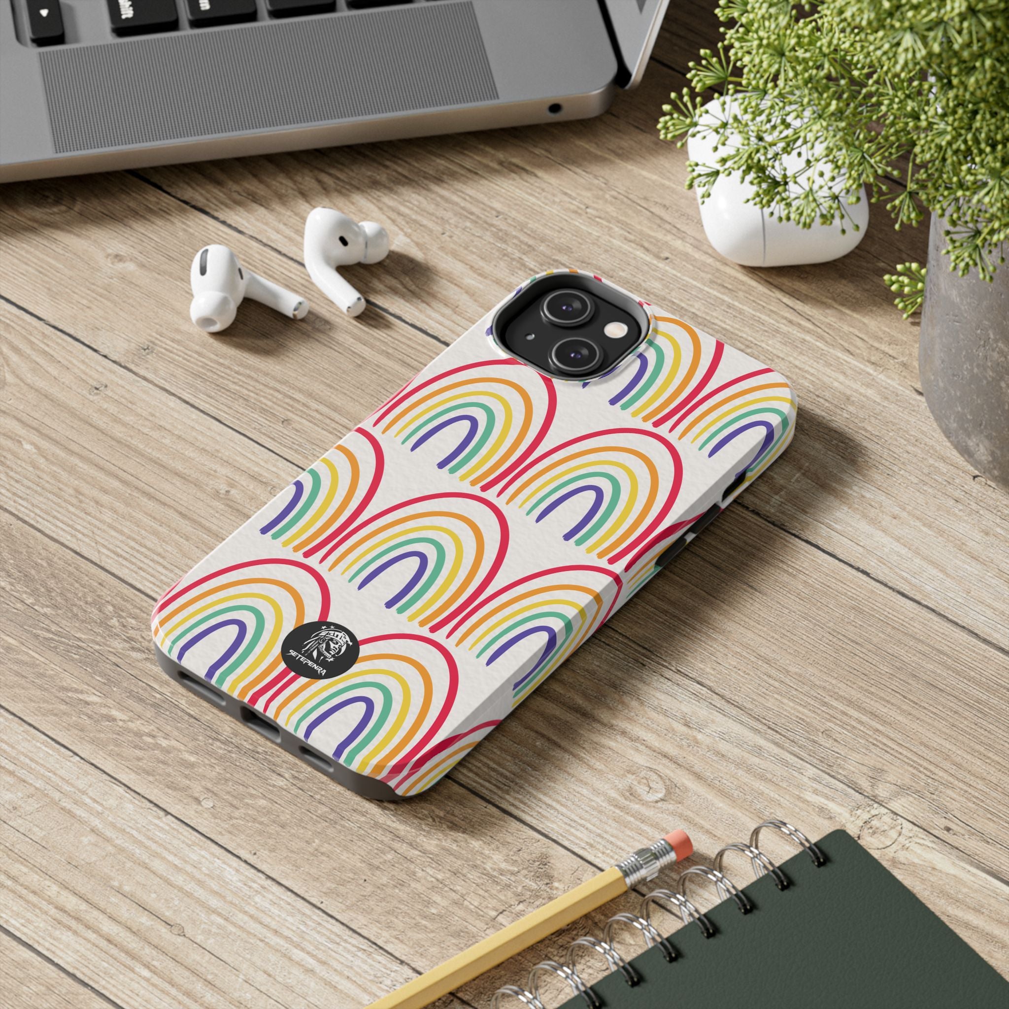 Retro Rainbow Tough Phone Case (For iPhone, Galaxy & More)