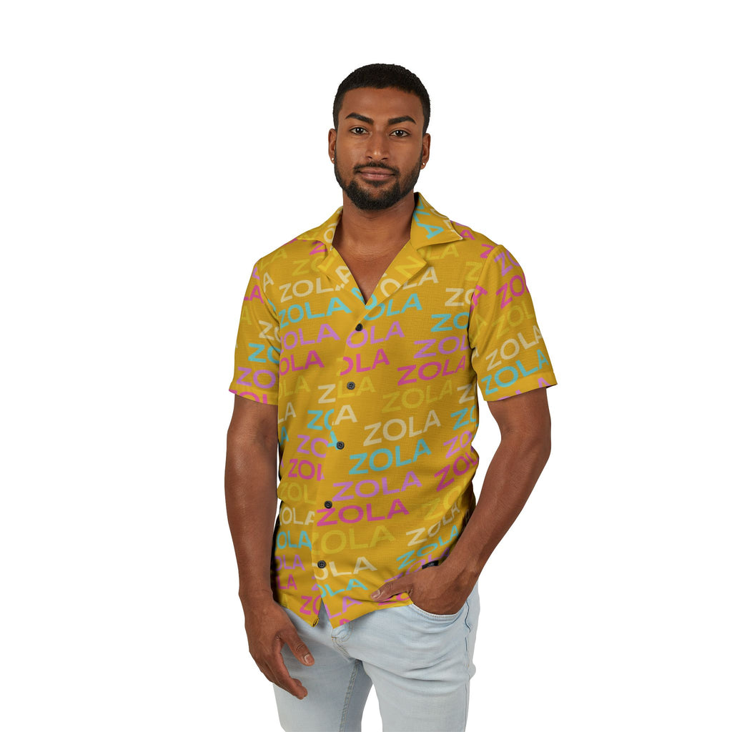 Zola Men's Hawaiian Camp Shirt (Gold) SETEPENRA All Over Prints.