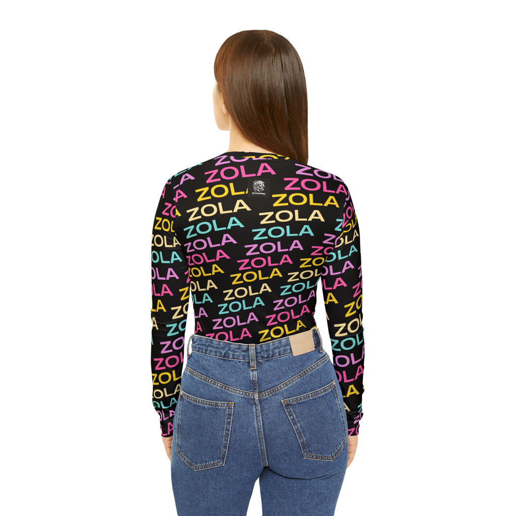 Zola Print Women's Long Sleeve V-Neck Shirt (Black) SETEPENRA All Over Prints.