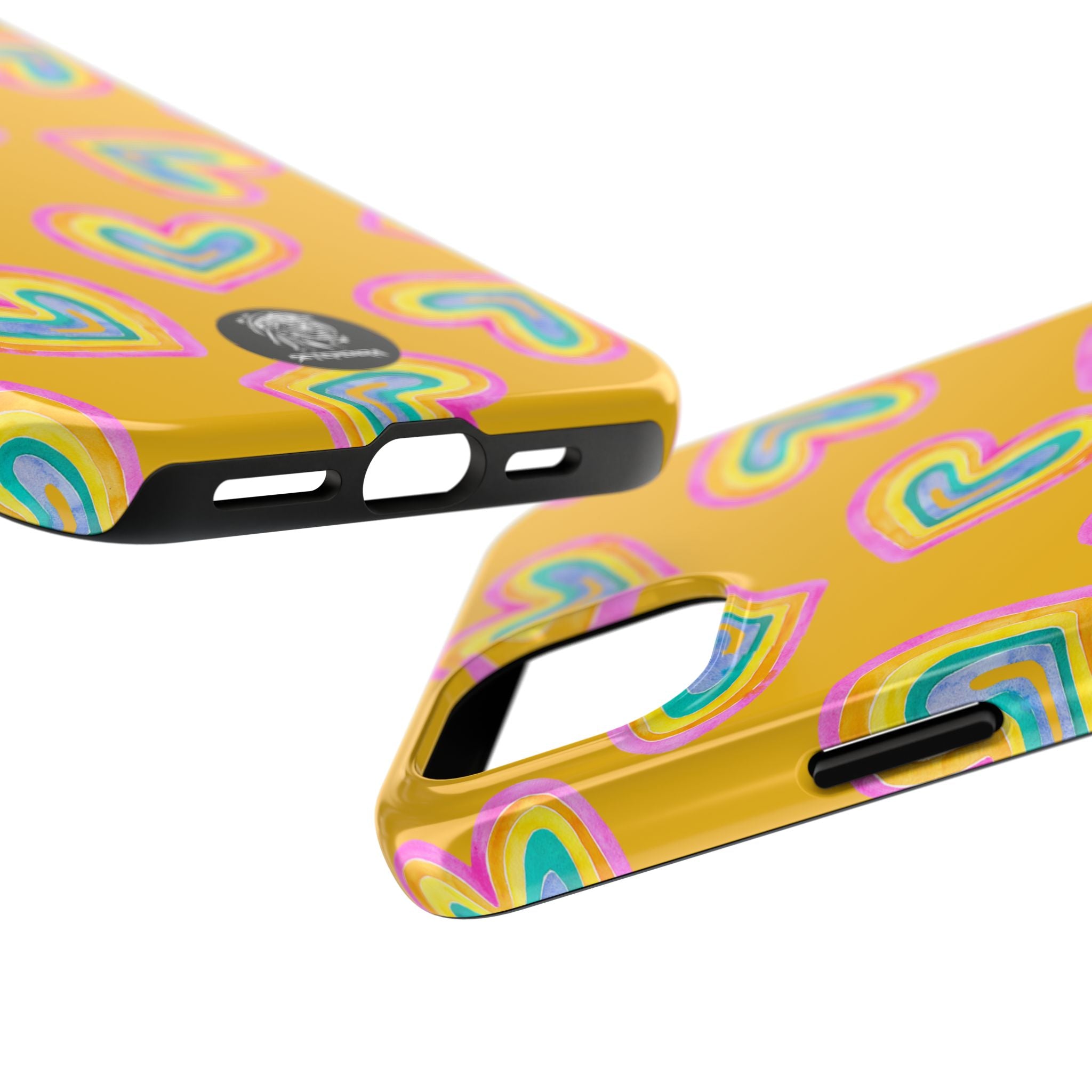 Rainbow Heart Tough Phone Case (For iPhone, Galaxy & More) - Yellow