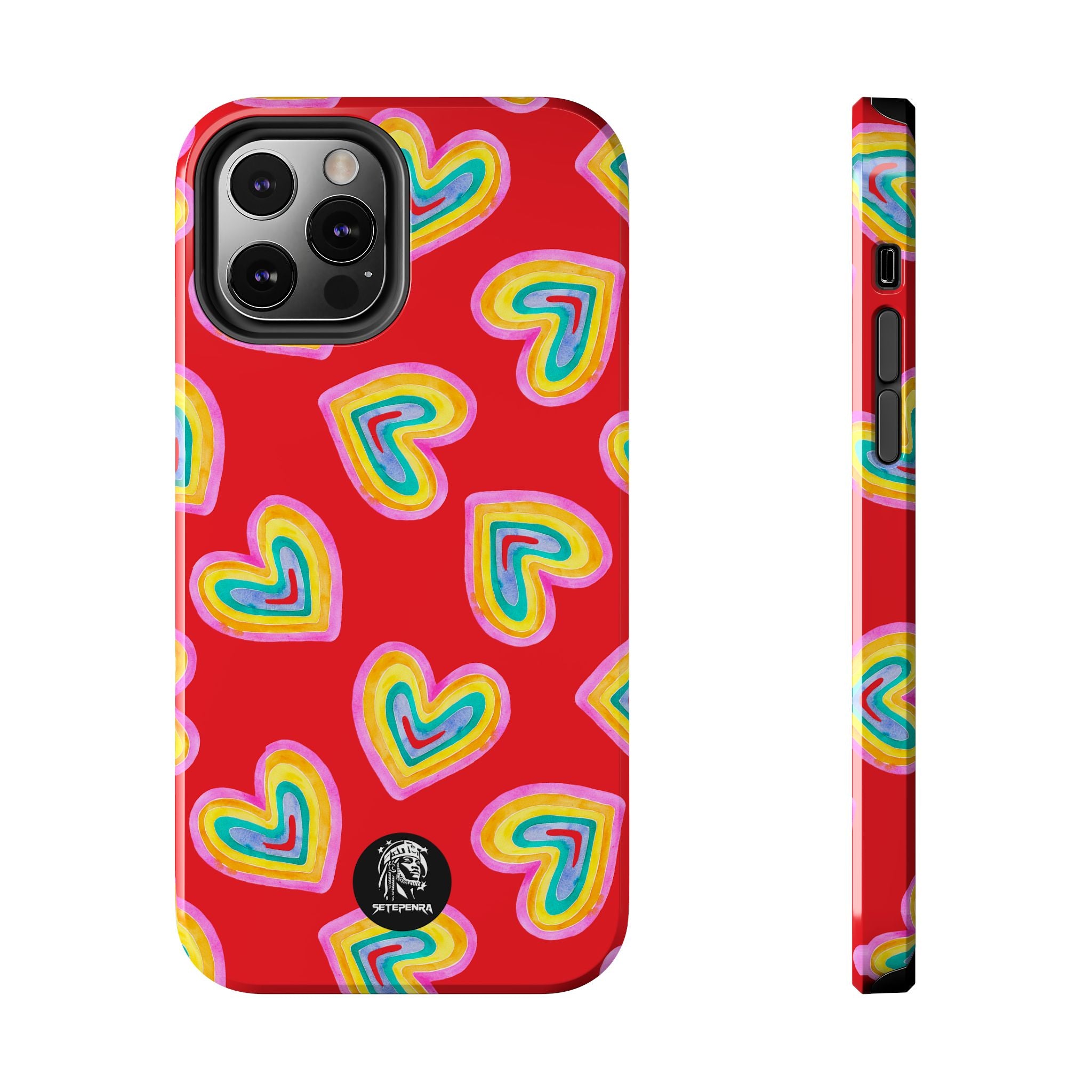Rainbow Heart Tough Phone Case (For iPhone, Galaxy & More) - Red SETEPENRA Phone Case.