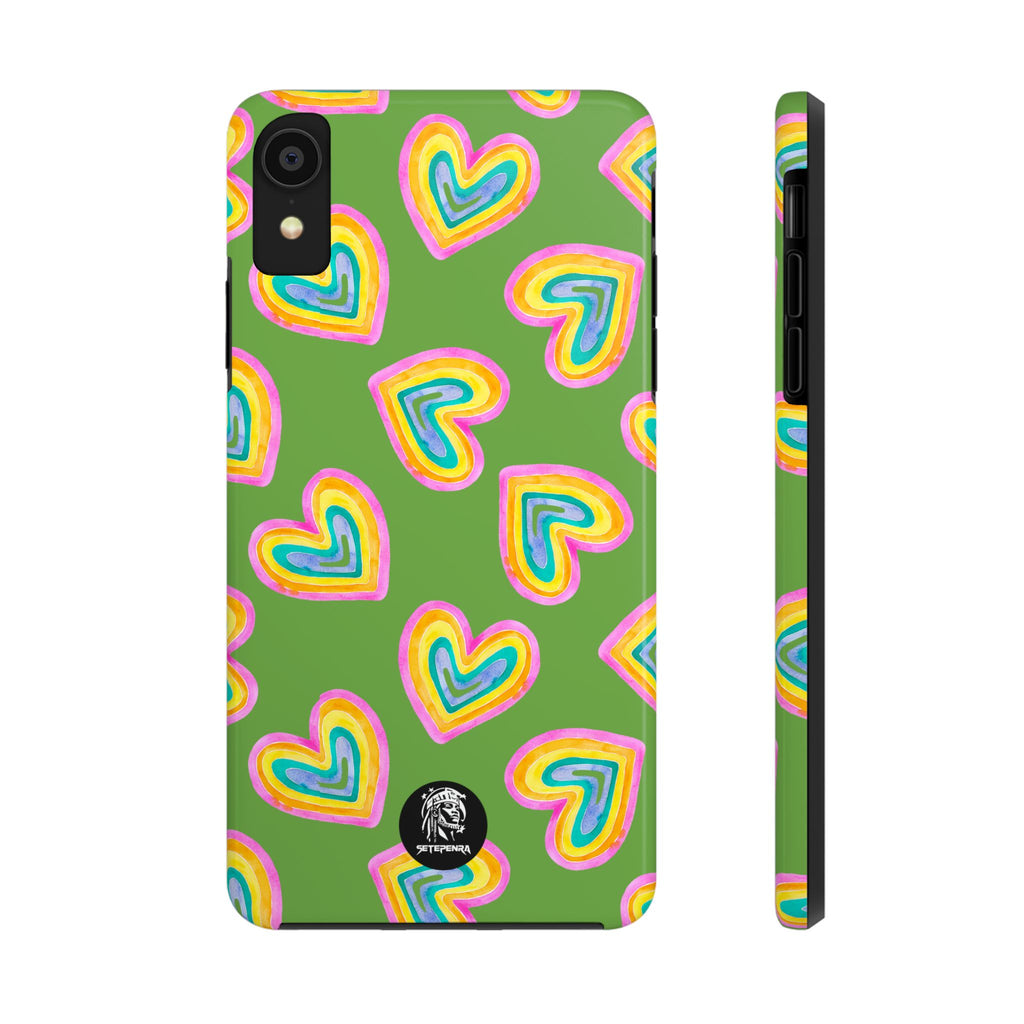 Rainbow Heart Tough Phone Case (For iPhone, Galaxy & More) - Green