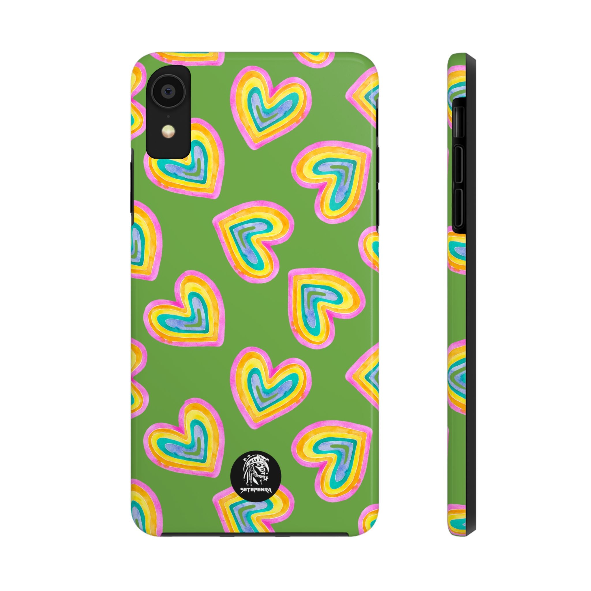 Rainbow Heart Tough Phone Case (For iPhone, Galaxy & More) - Green