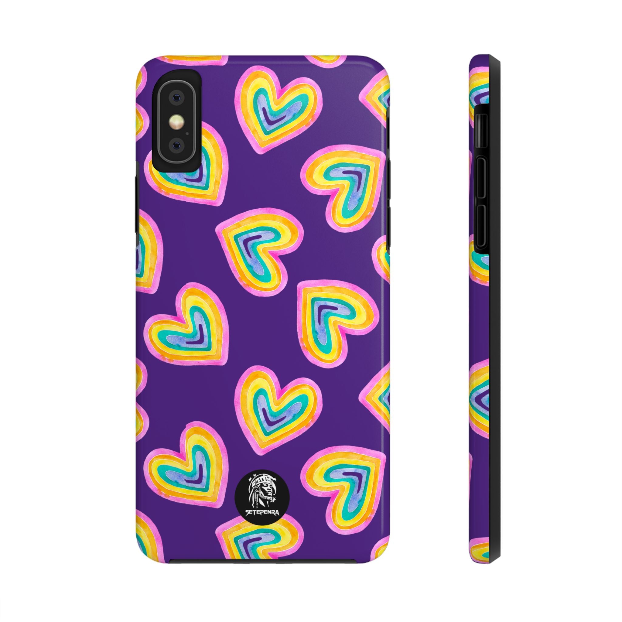 Rainbow Heart Tough Phone Case (For iPhone, Galaxy & More) - Purple SETEPENRA Phone Case.