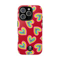 Rainbow Heart Tough Phone Case (For iPhone, Galaxy & More) - Dark Red
