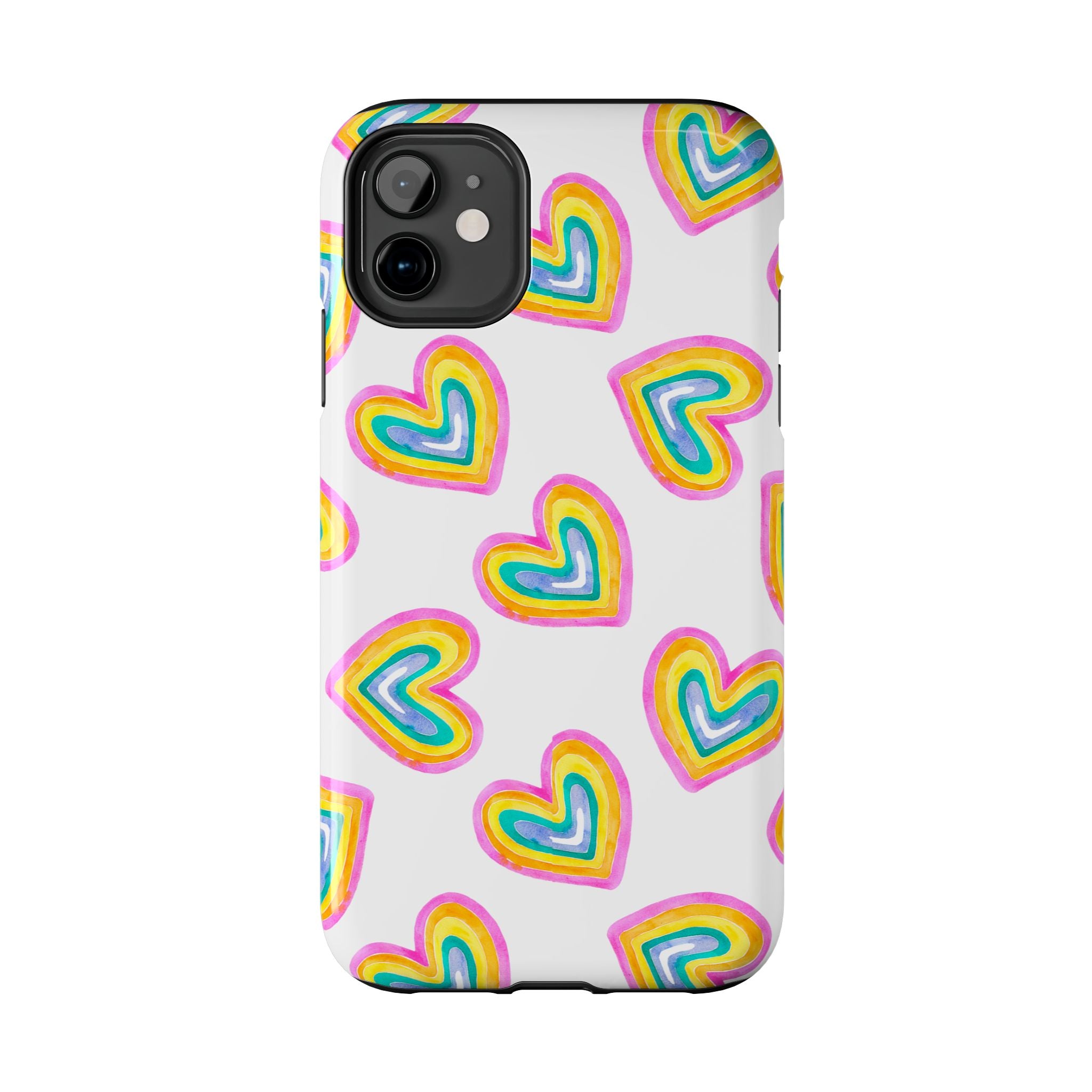 Rainbow Heart Tough Phone Case — Durable Cute Protective Phone Cover