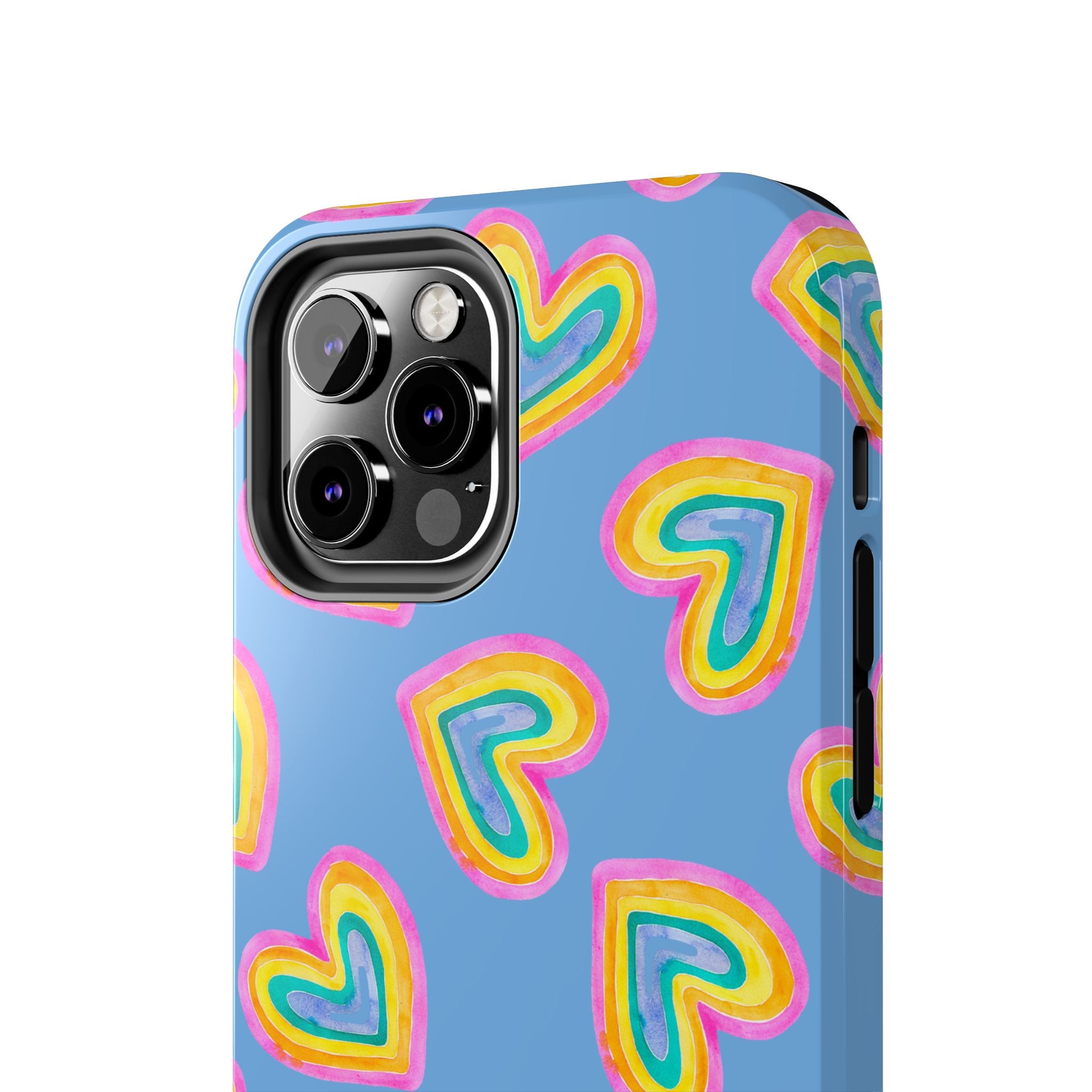 Rainbow Heart Tough Phone Case (For iPhone, Galaxy & More) - Light Blue