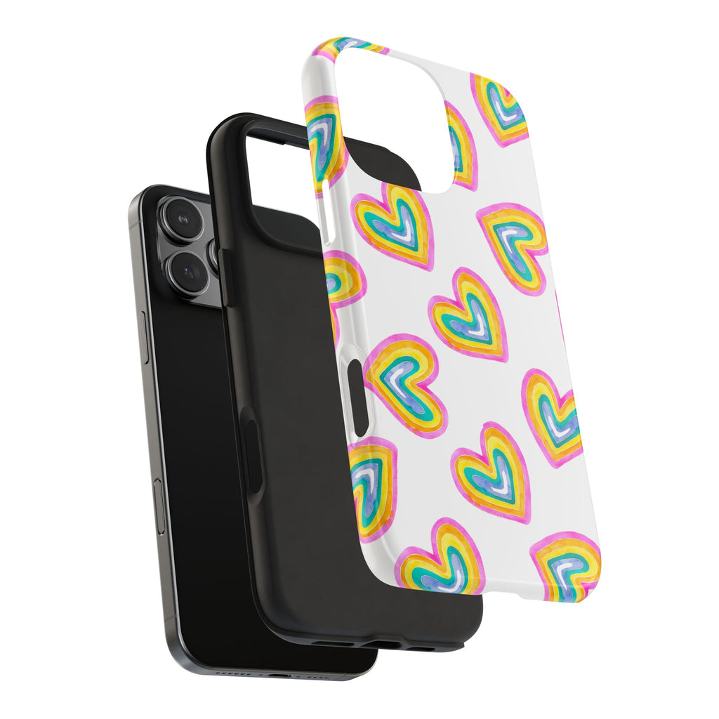 Rainbow Heart Tough Phone Case — Durable Cute Protective Phone Cover