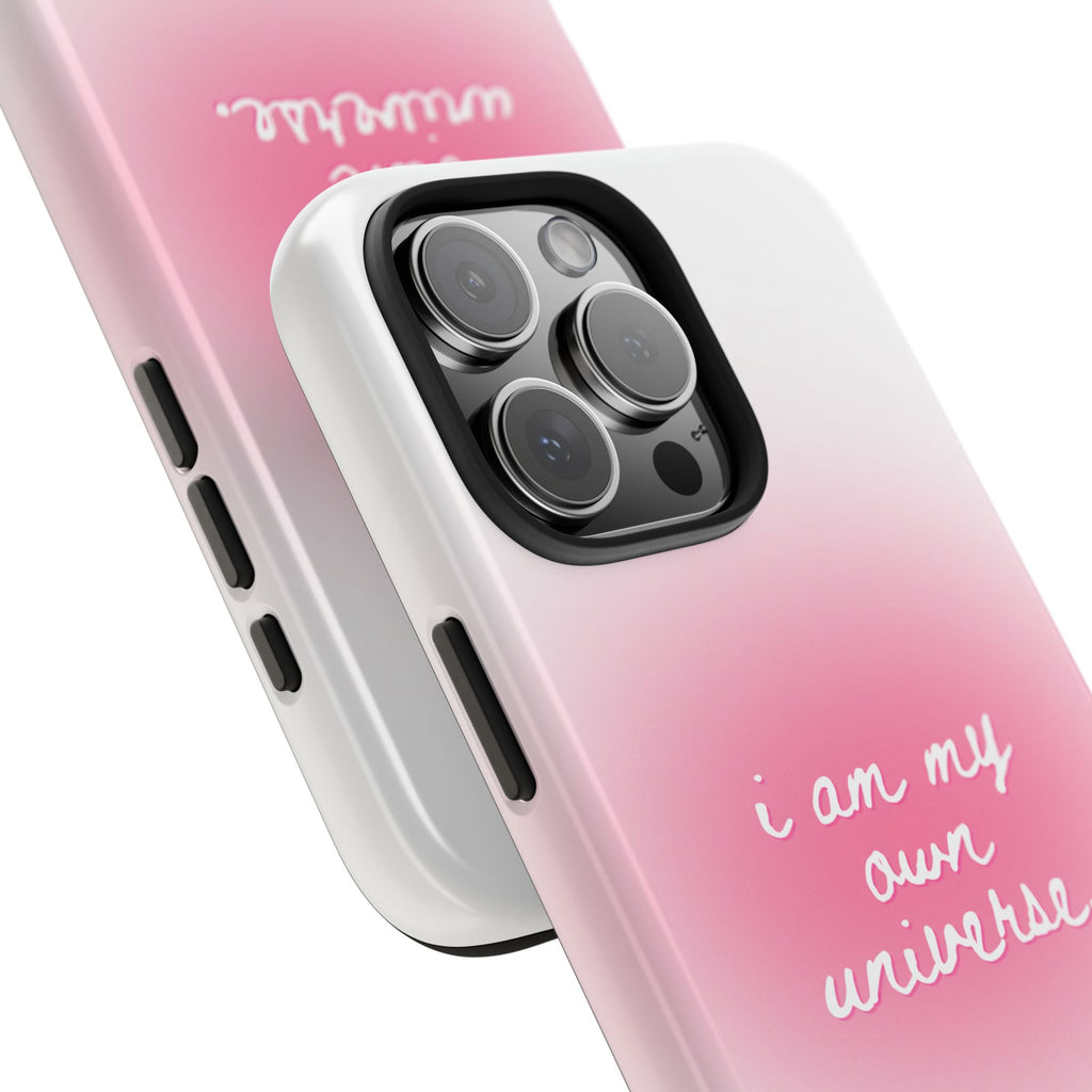 I Am My Own Universe — Pink On White Protective Cover Tough Phone Case