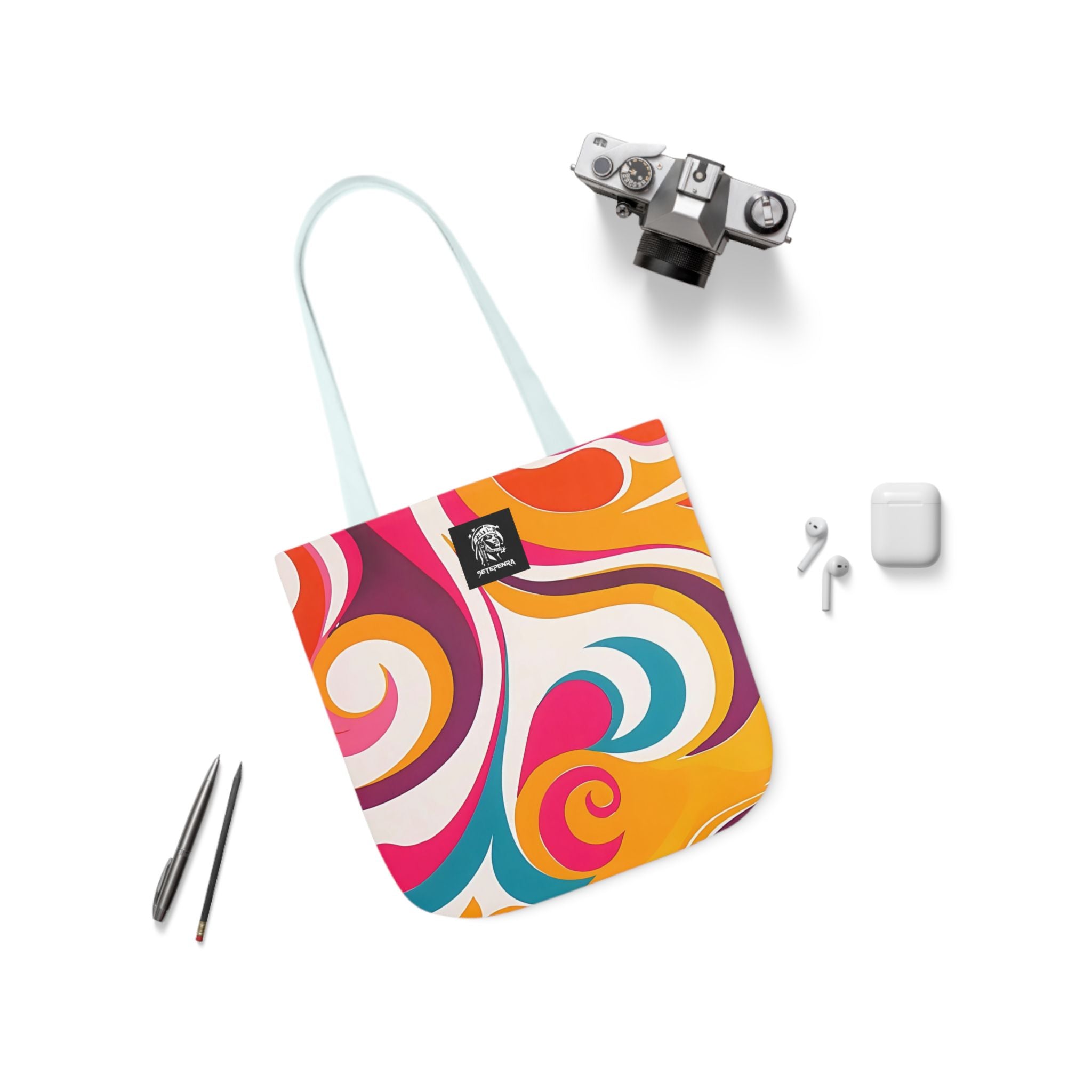 Golden Kandi Swirl  Canvas Tote Bag, 5-Color Straps