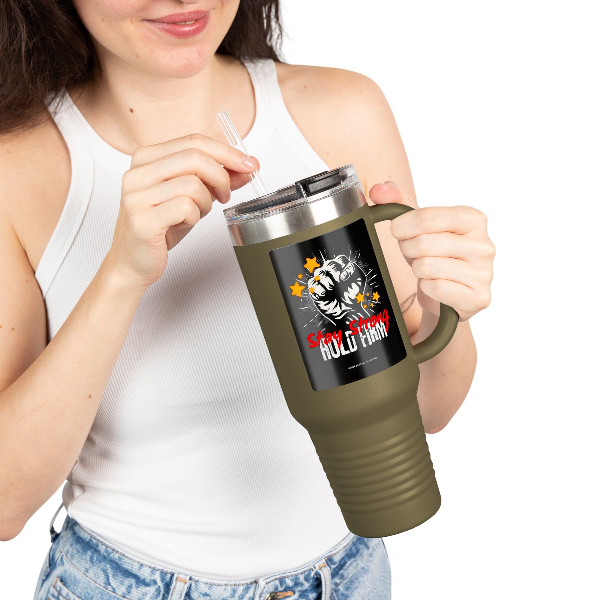 Stay Strong Hold Firm Insulated Travel Mug, 40oz