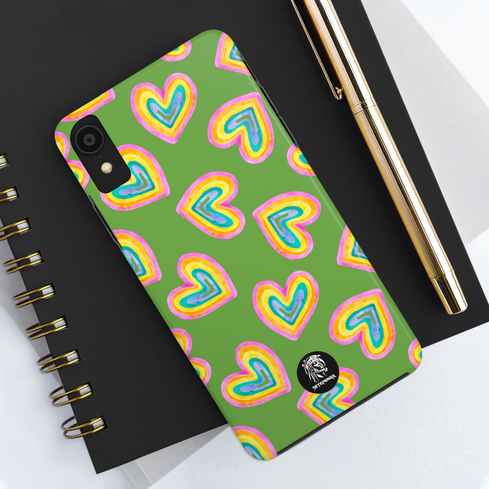 Rainbow Heart Tough Phone Case (For iPhone, Galaxy & More) - Green