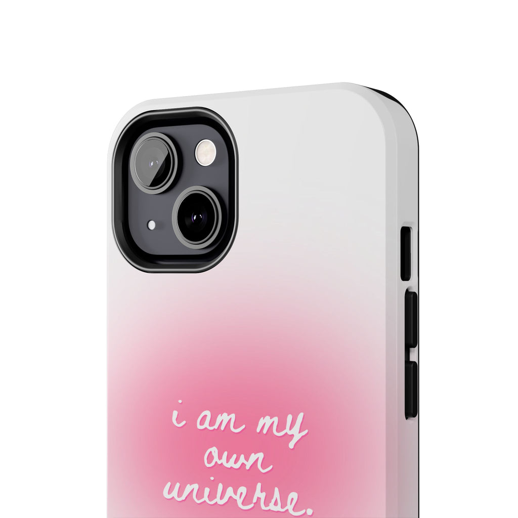 I Am My Own Universe — Pink On White Protective Cover Tough Phone Case