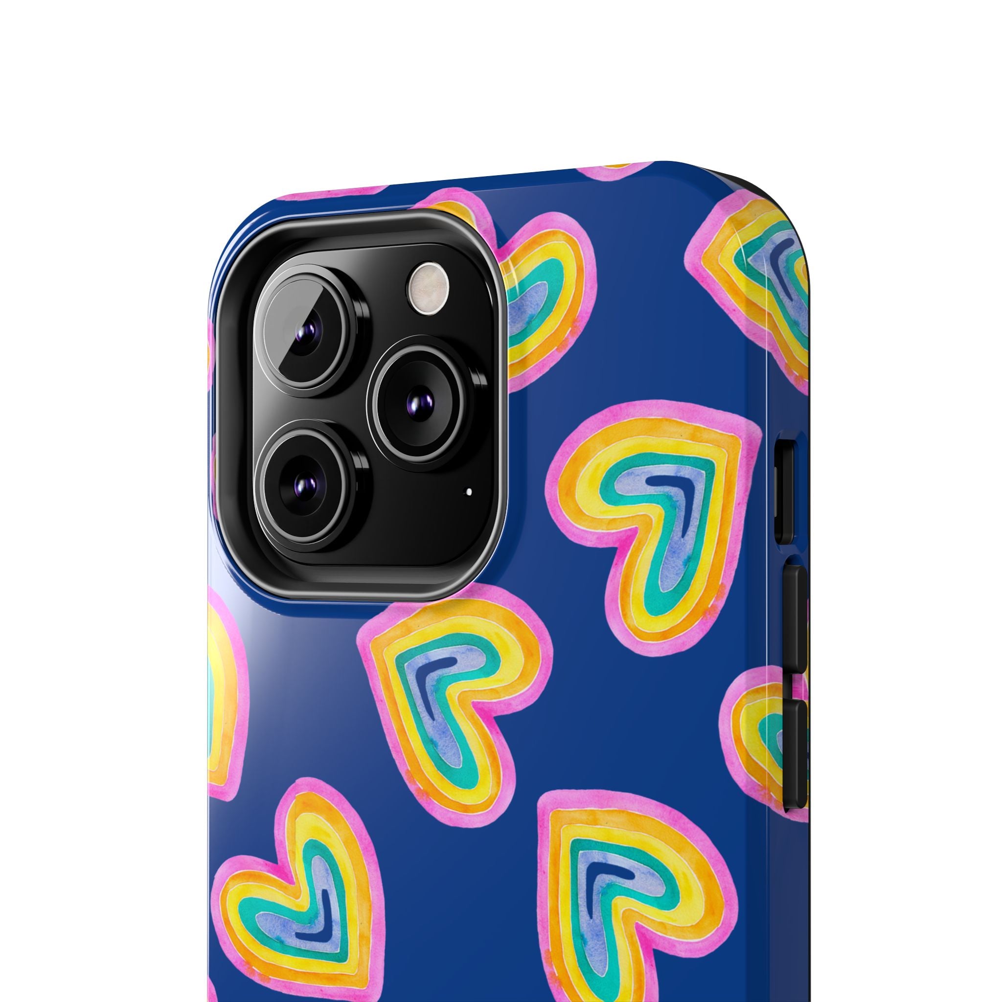 Rainbow Heart Tough Phone Case (For iPhone, Galaxy & More) - Dark Blue