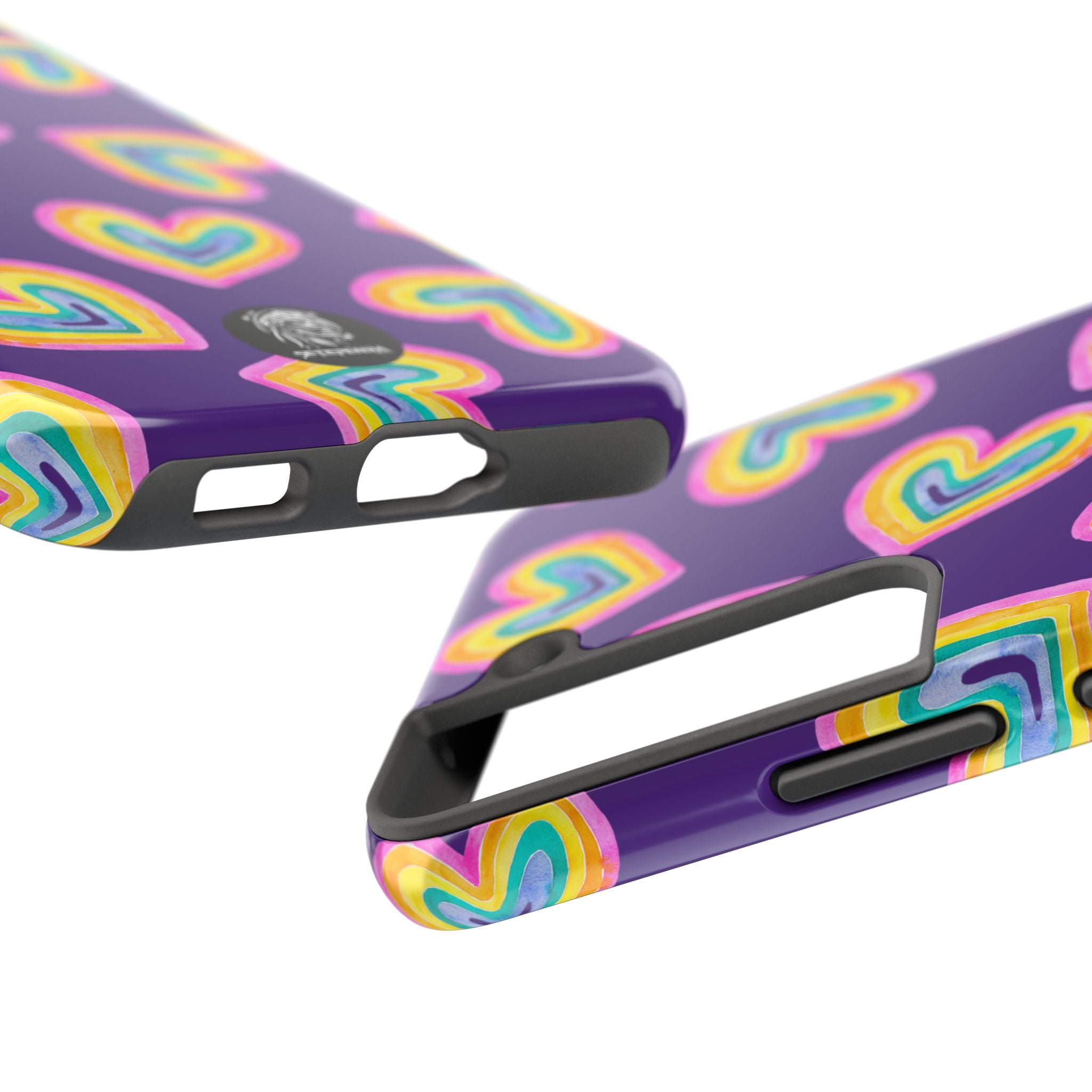 Rainbow Heart Tough Phone Case (For iPhone, Galaxy & More) - Purple