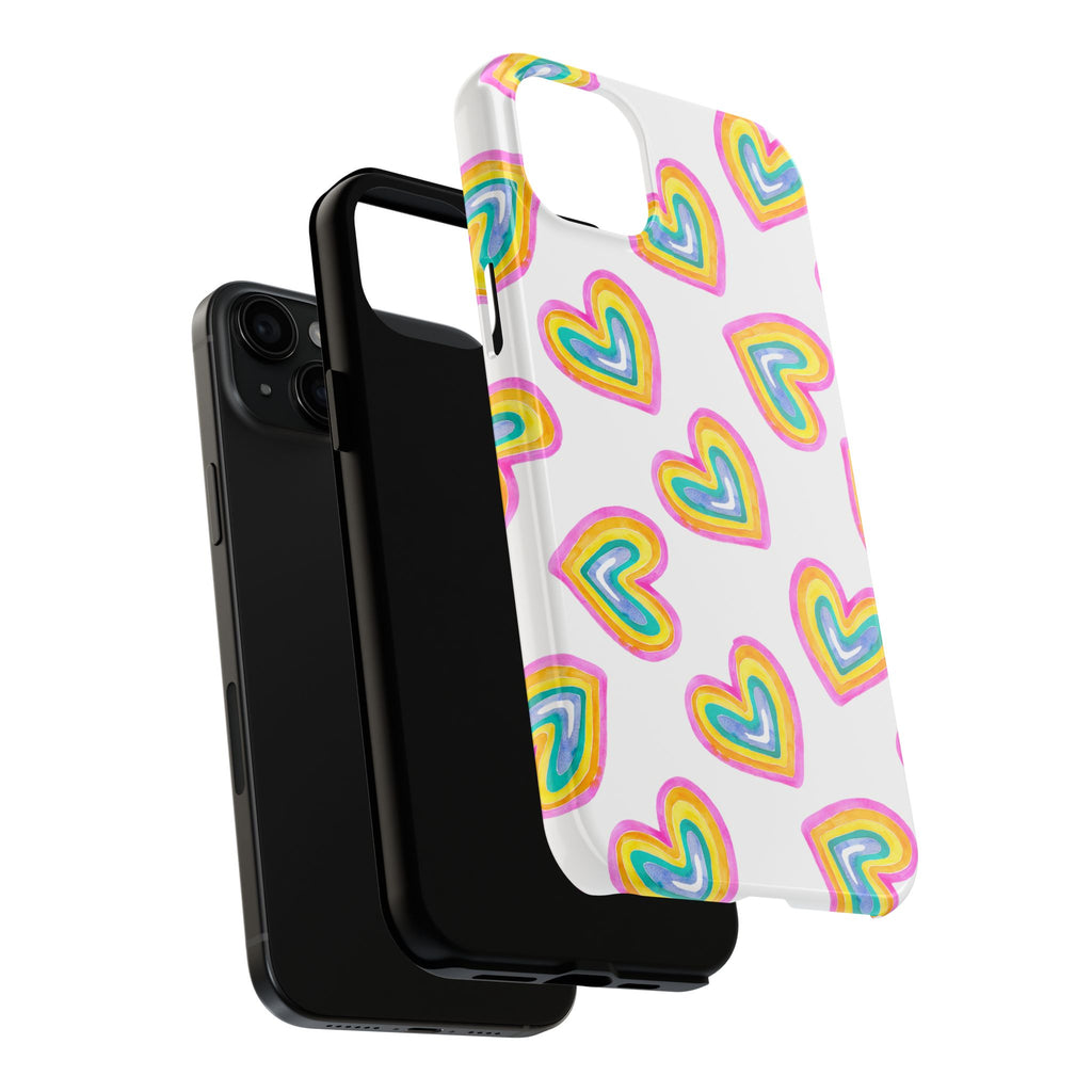 Rainbow Heart Tough Phone Case — Durable Cute Protective Phone Cover