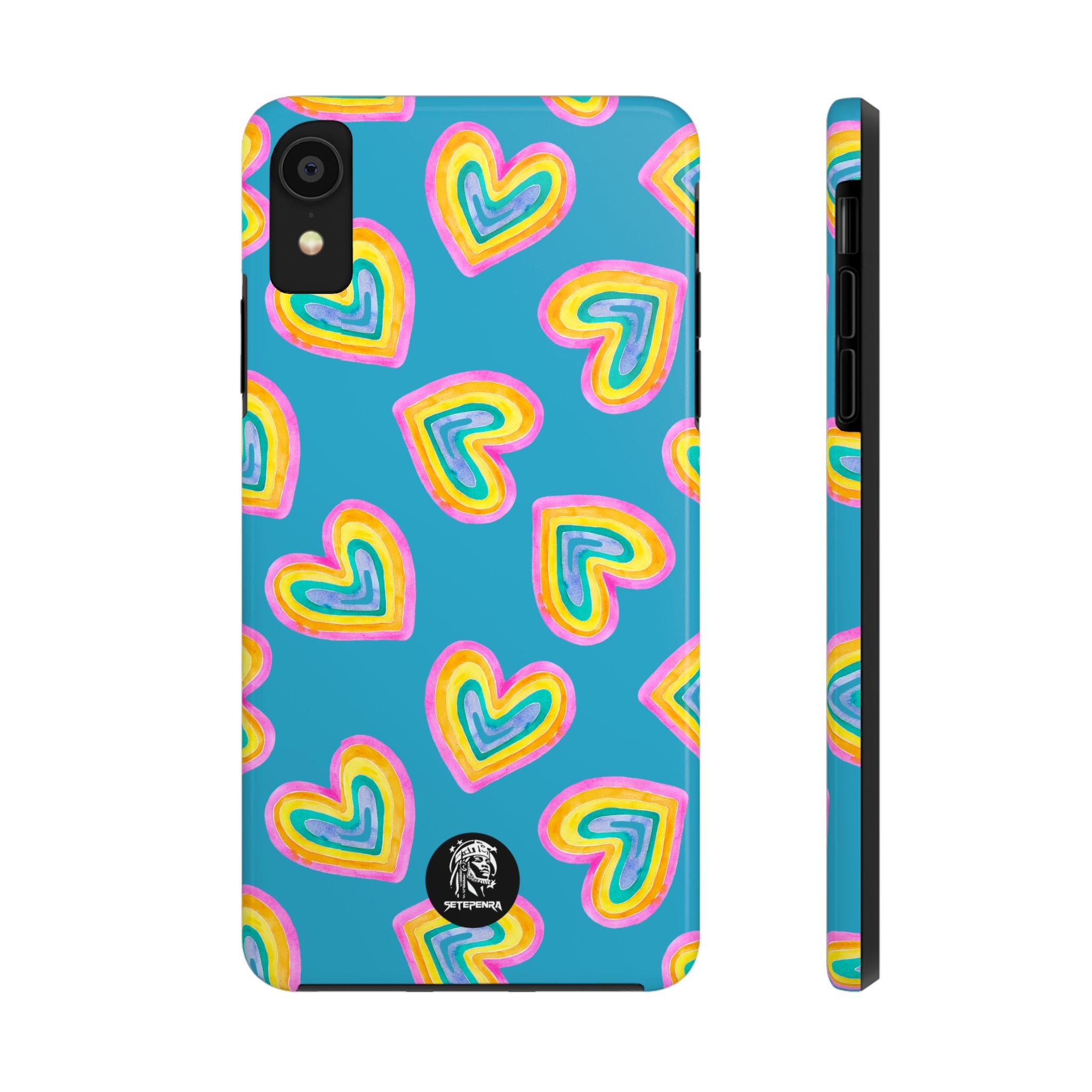 Rainbow Heart Tough Phone Case (For iPhone, Galaxy & More) - Turquoise SETEPENRA Phone Case.