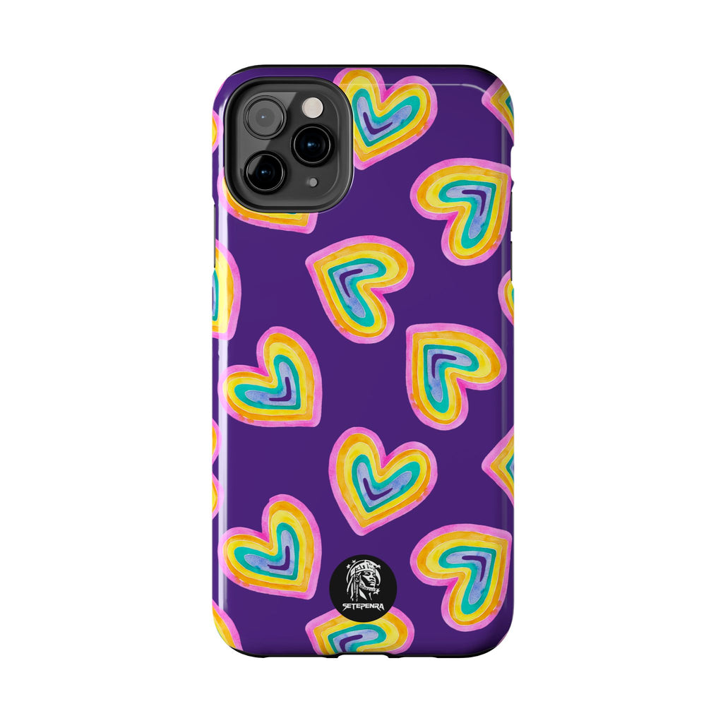 Rainbow Heart Tough Phone Case (For iPhone, Galaxy & More) - Purple