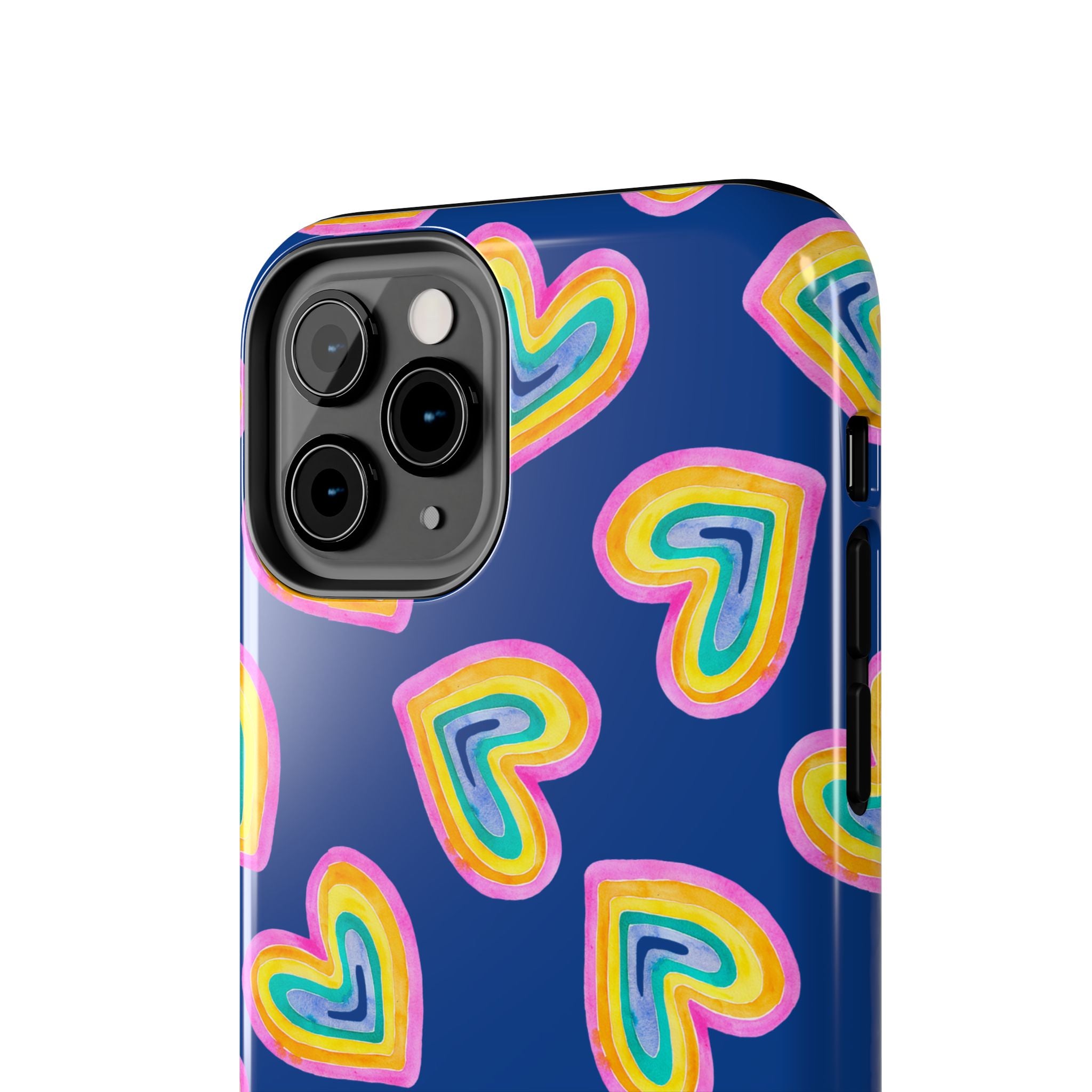 Rainbow Heart Tough Phone Case (For iPhone, Galaxy & More) - Dark Blue
