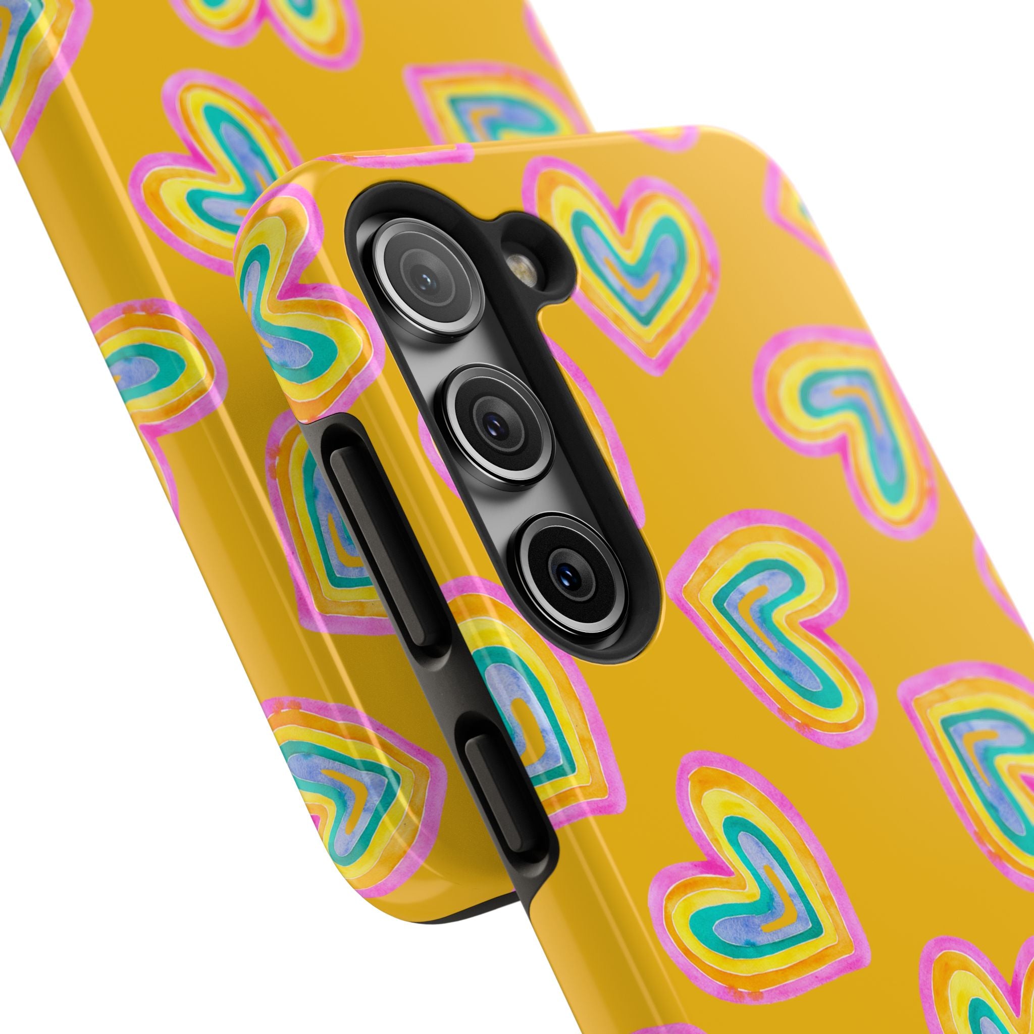 Rainbow Heart Tough Phone Case (For iPhone, Galaxy & More) - Yellow