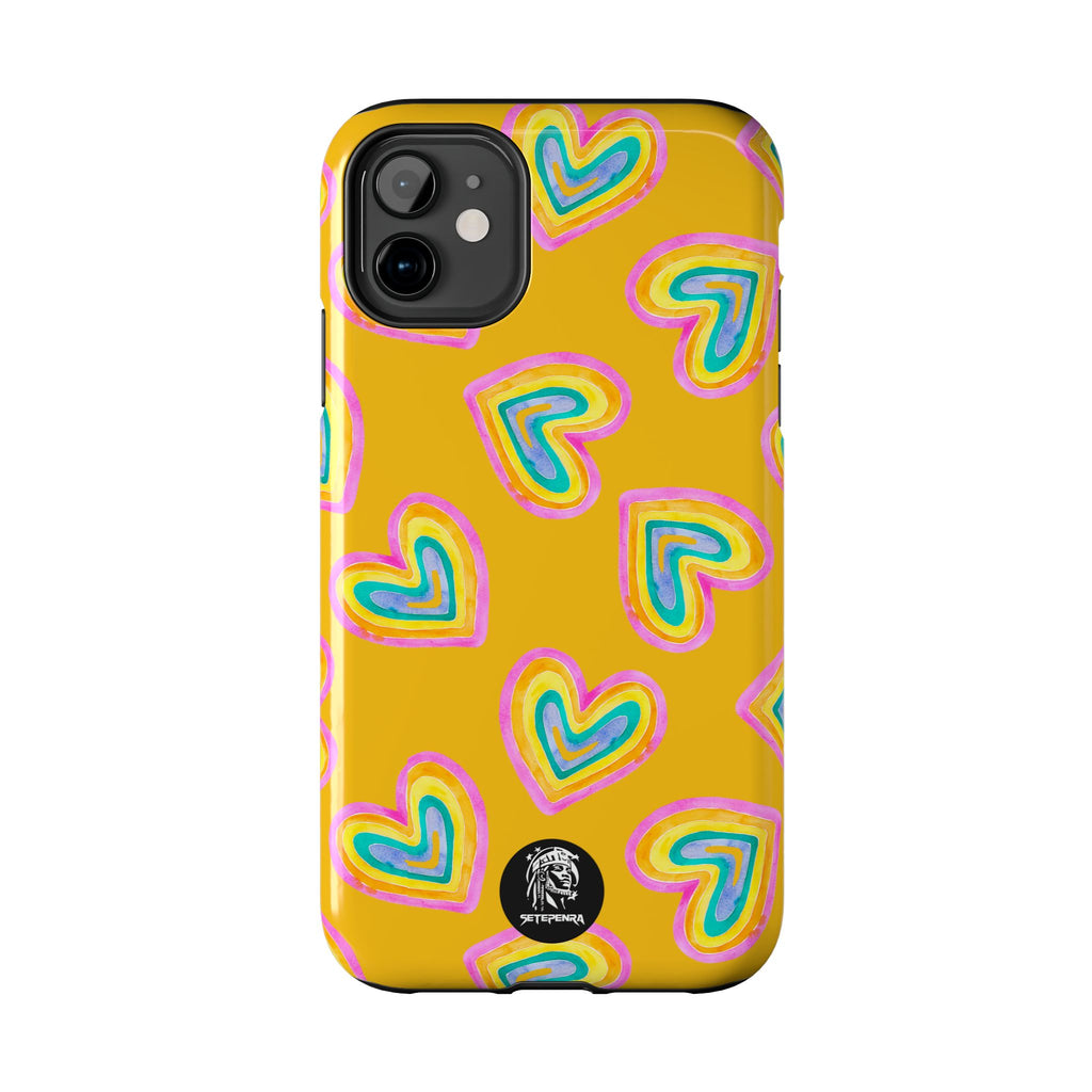 Rainbow Heart Tough Phone Case (For iPhone, Galaxy & More) - Yellow