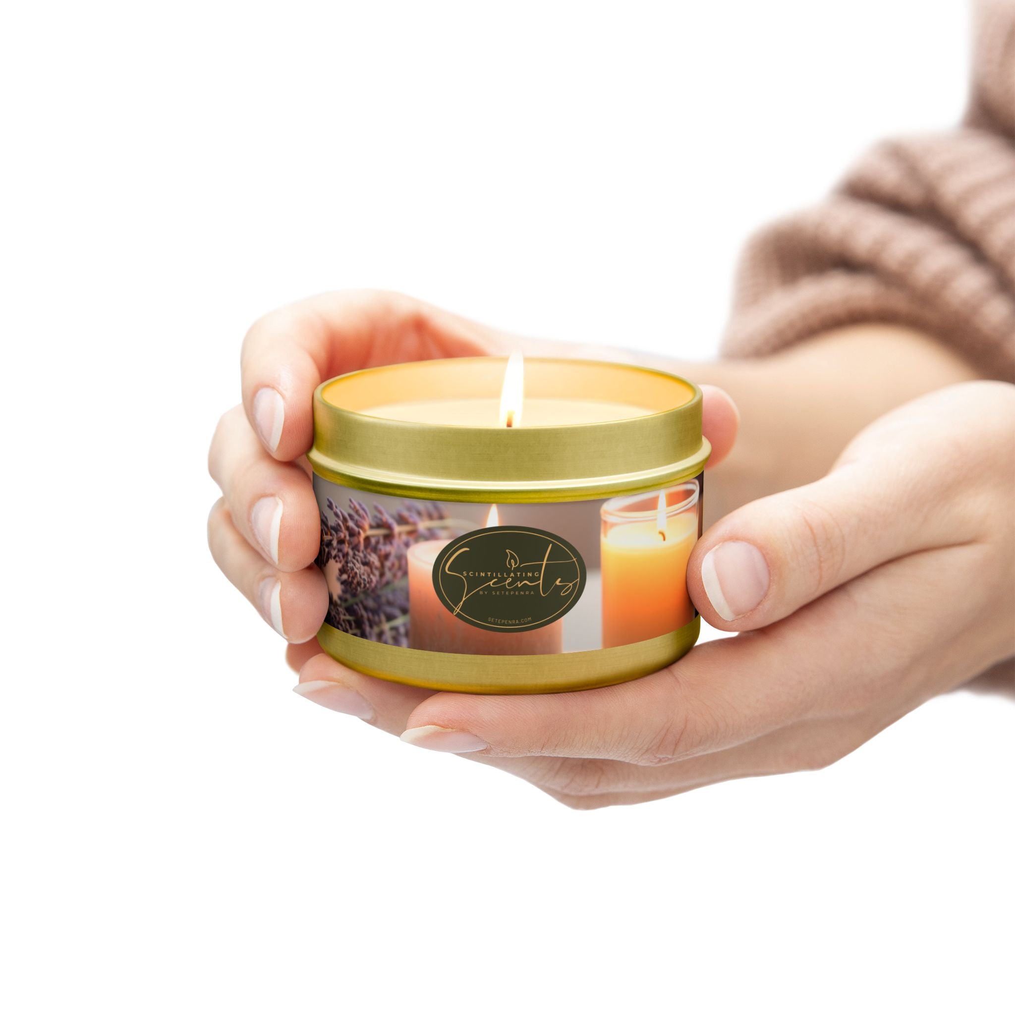 Scintillating Scents by SETEPENRA Tin Candles - Gold, Silver, Black (4oz, 8oz)