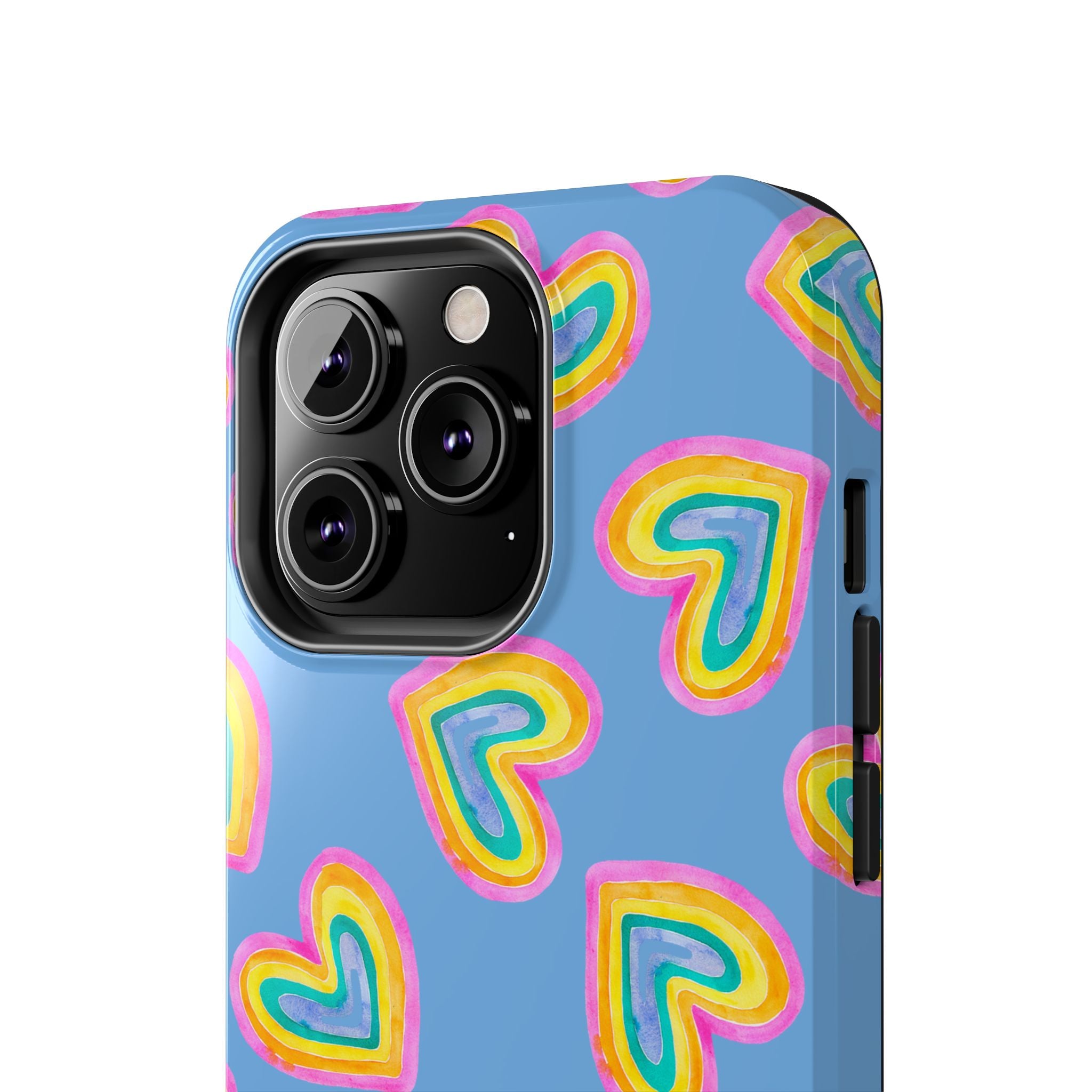 Rainbow Heart Tough Phone Case (For iPhone, Galaxy & More) - Light Blue