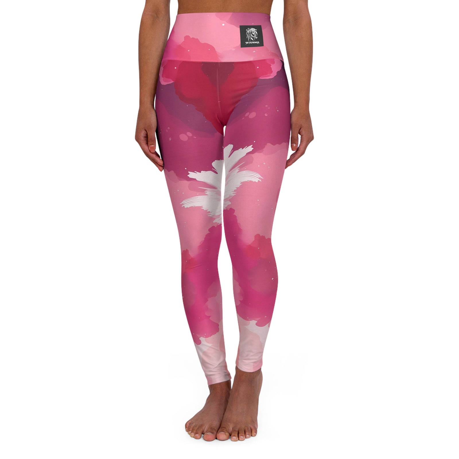 Pinking Bloom High Waisted Yoga Leggings SETEPENRA All Over Prints.