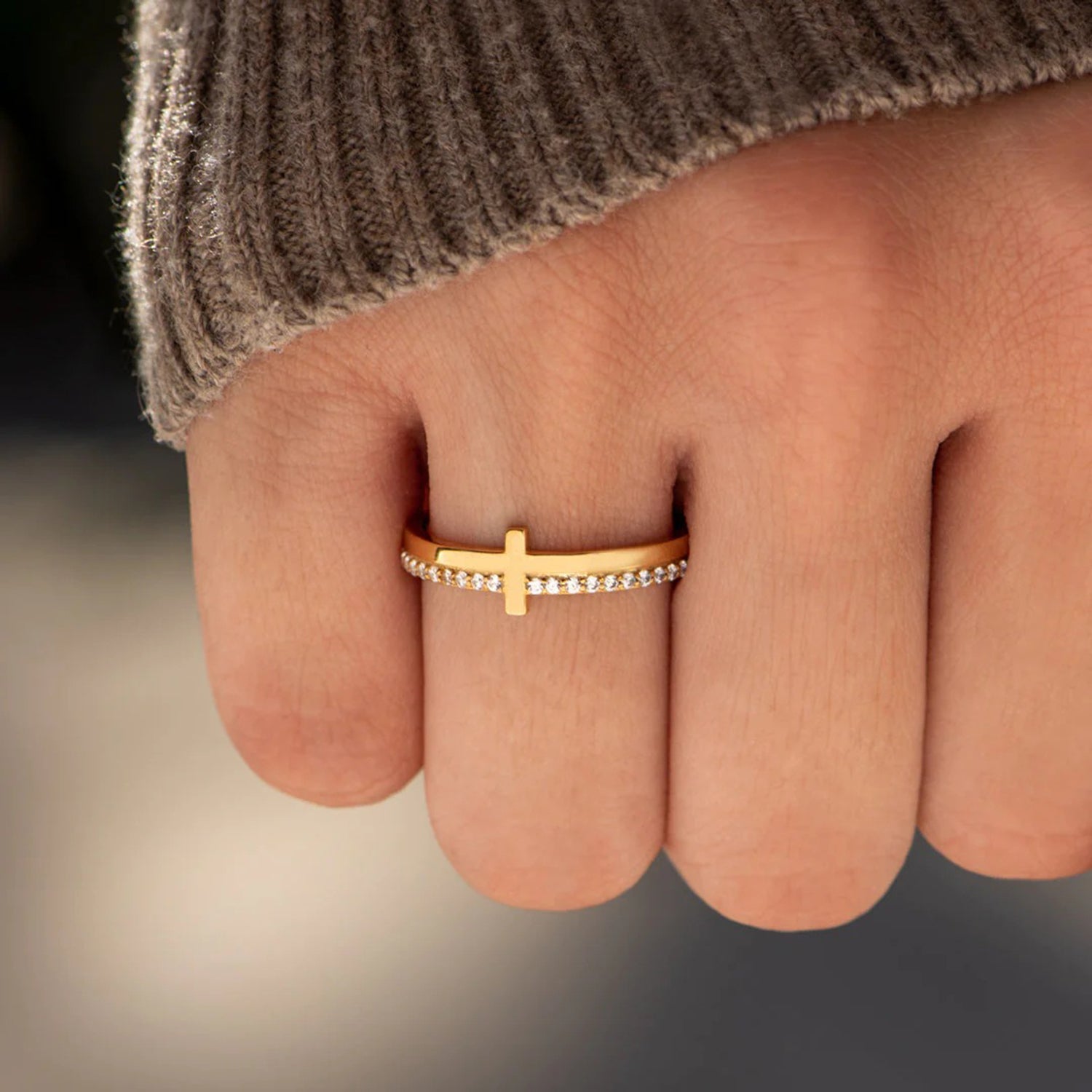 Zircon 925 Sterling Silver Cross Ring SETEPENRA .