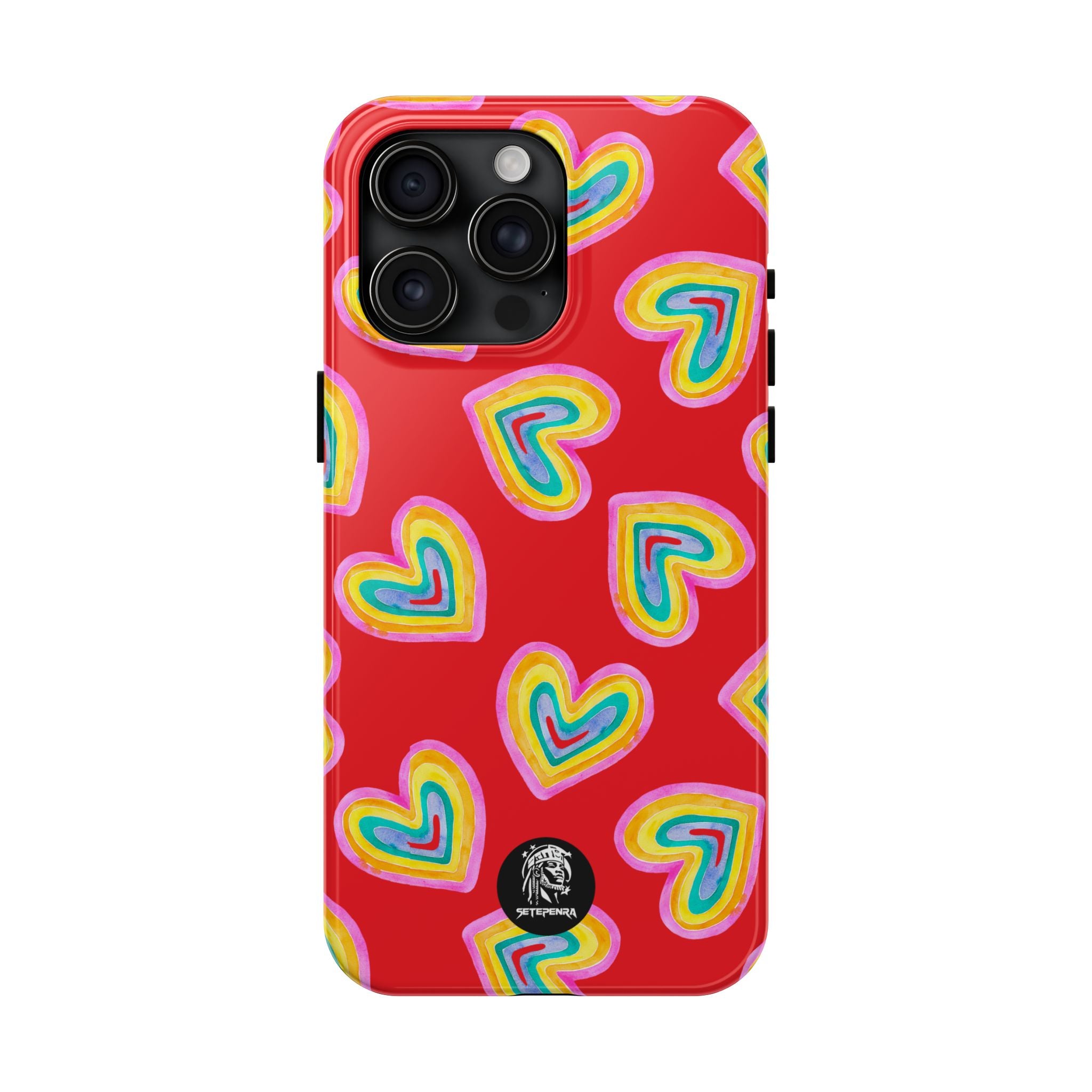 Rainbow Heart Tough Phone Case (For iPhone, Galaxy & More) - Red