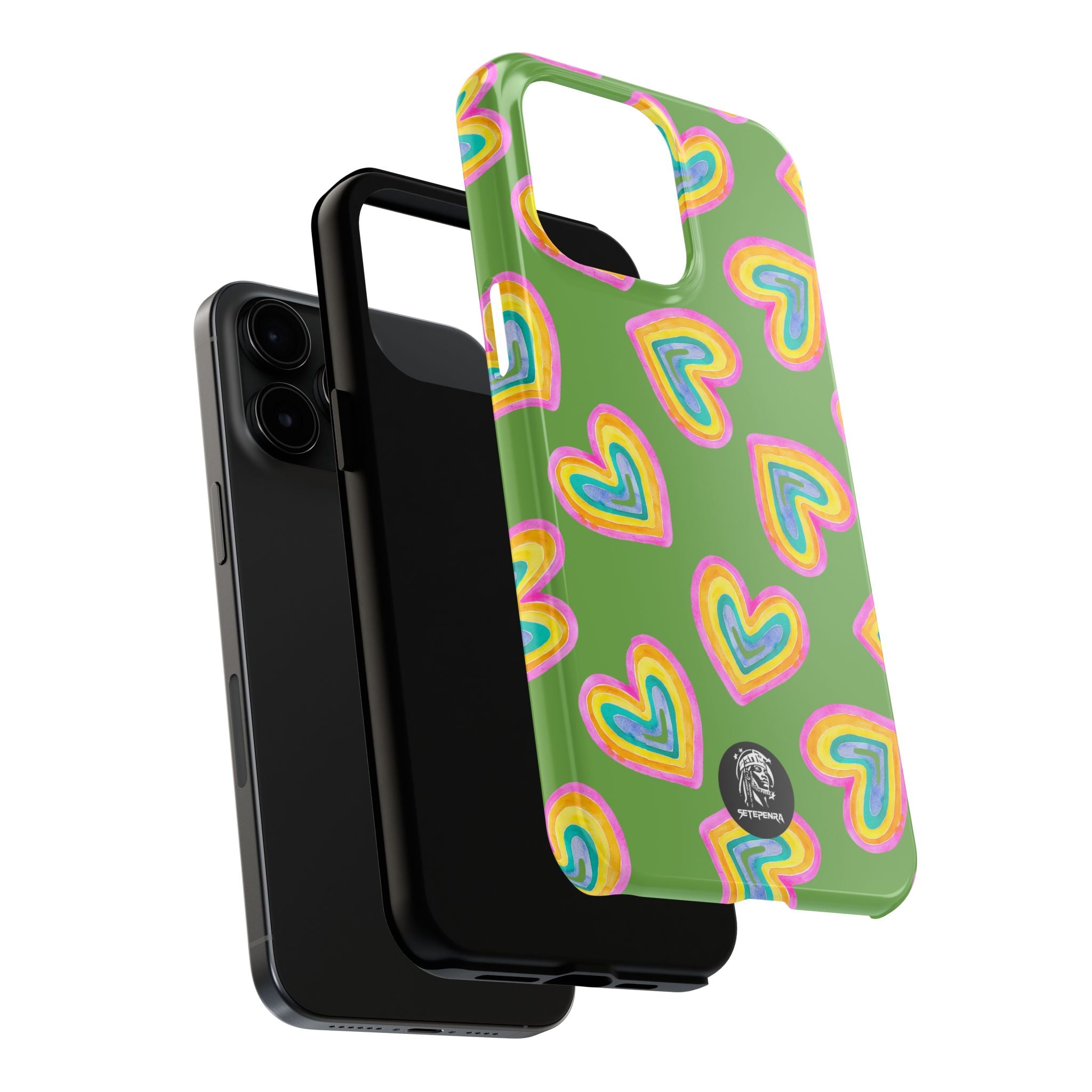 Rainbow Heart Tough Phone Case (For iPhone, Galaxy & More) - Green