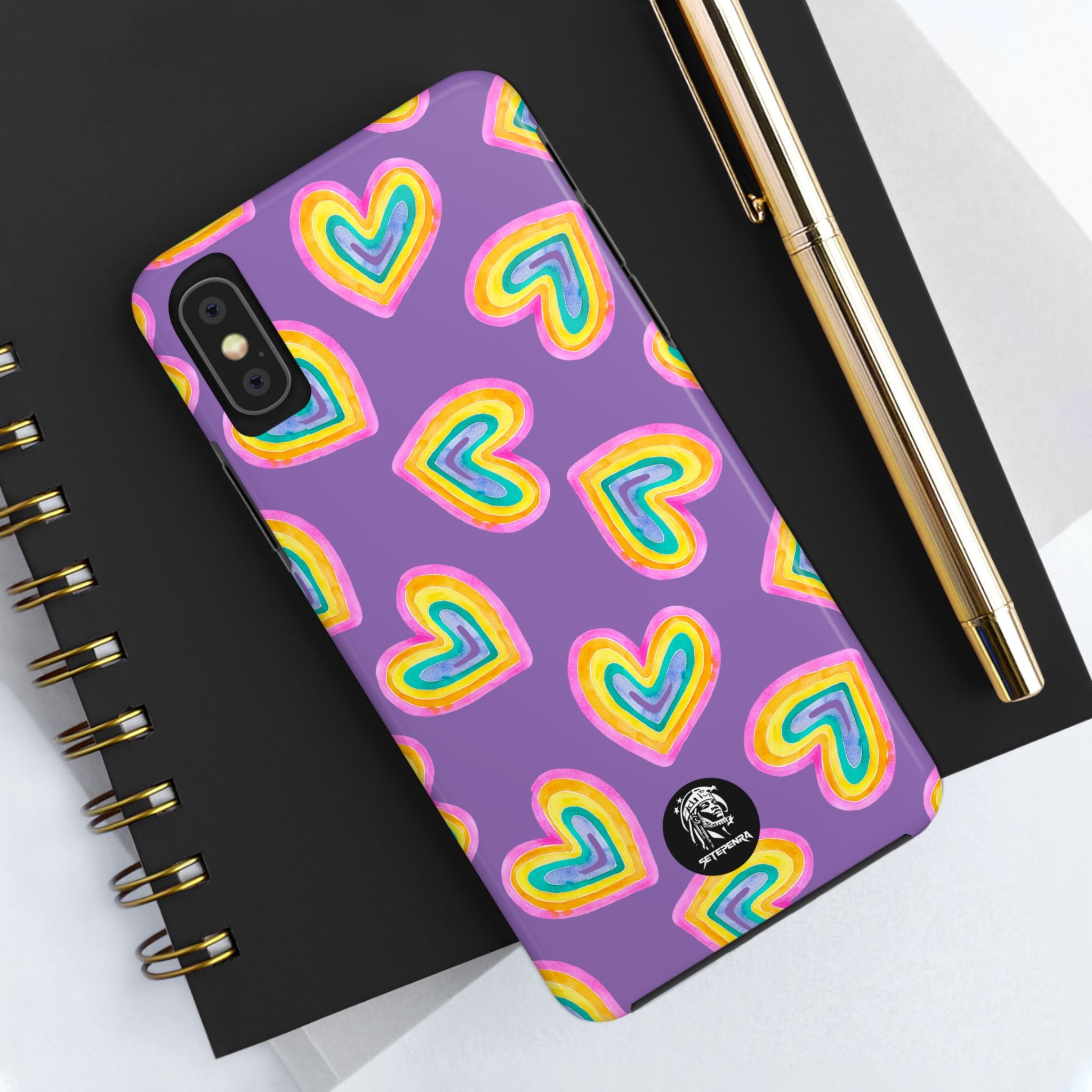 Rainbow Heart Tough Phone Case (For iPhone, Galaxy & More) - Light Purple