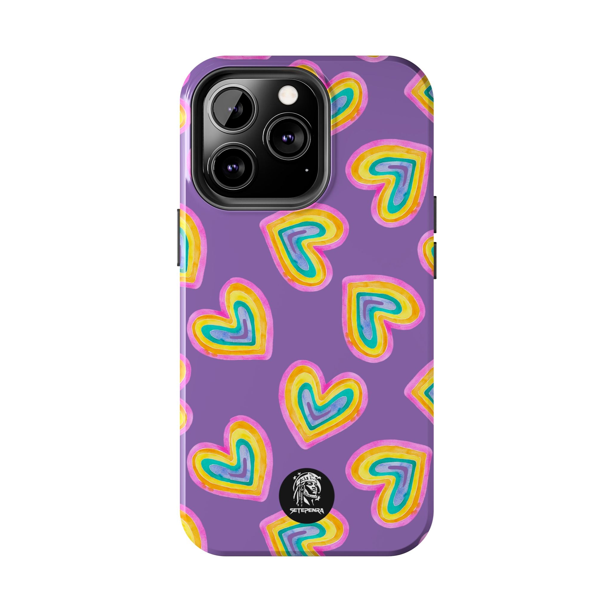 Rainbow Heart Tough Phone Case (For iPhone, Galaxy & More) - Light Purple