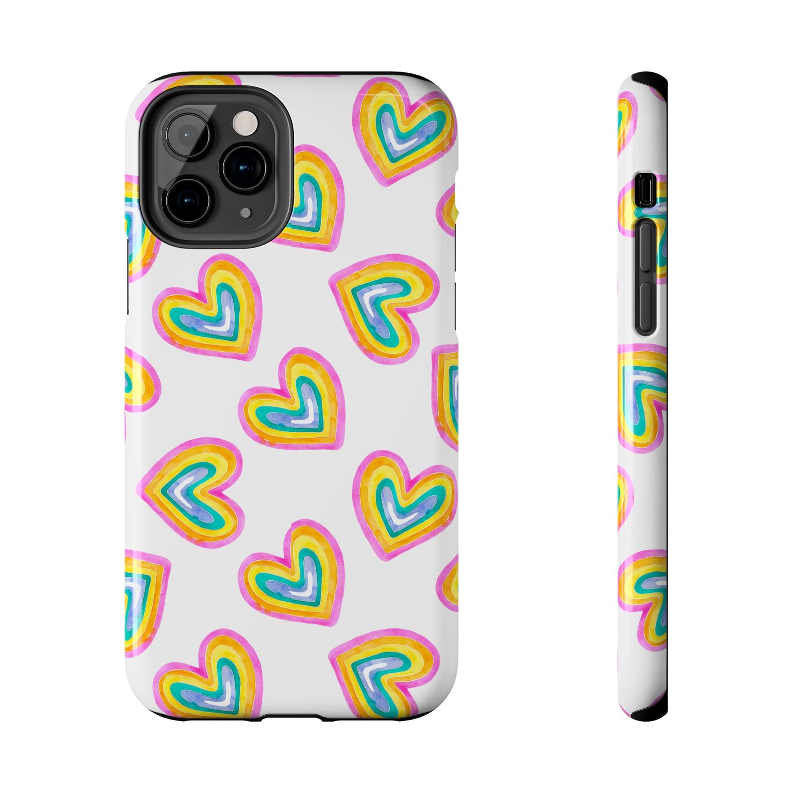 Rainbow Heart Tough Phone Case — Durable Cute Protective Phone Cover