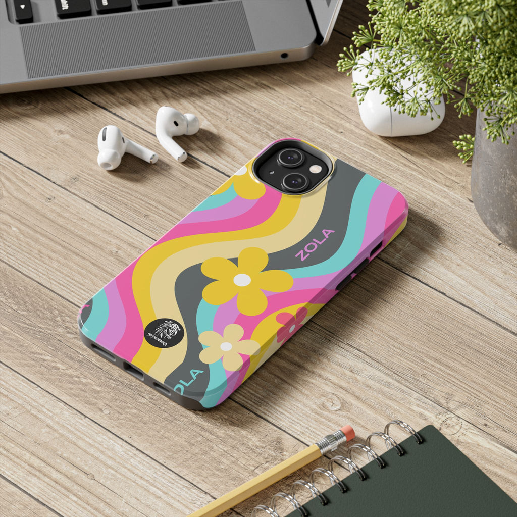 Zola Tough Phone Case (For iPhone, Galaxy & More) - Dark Grey Wave