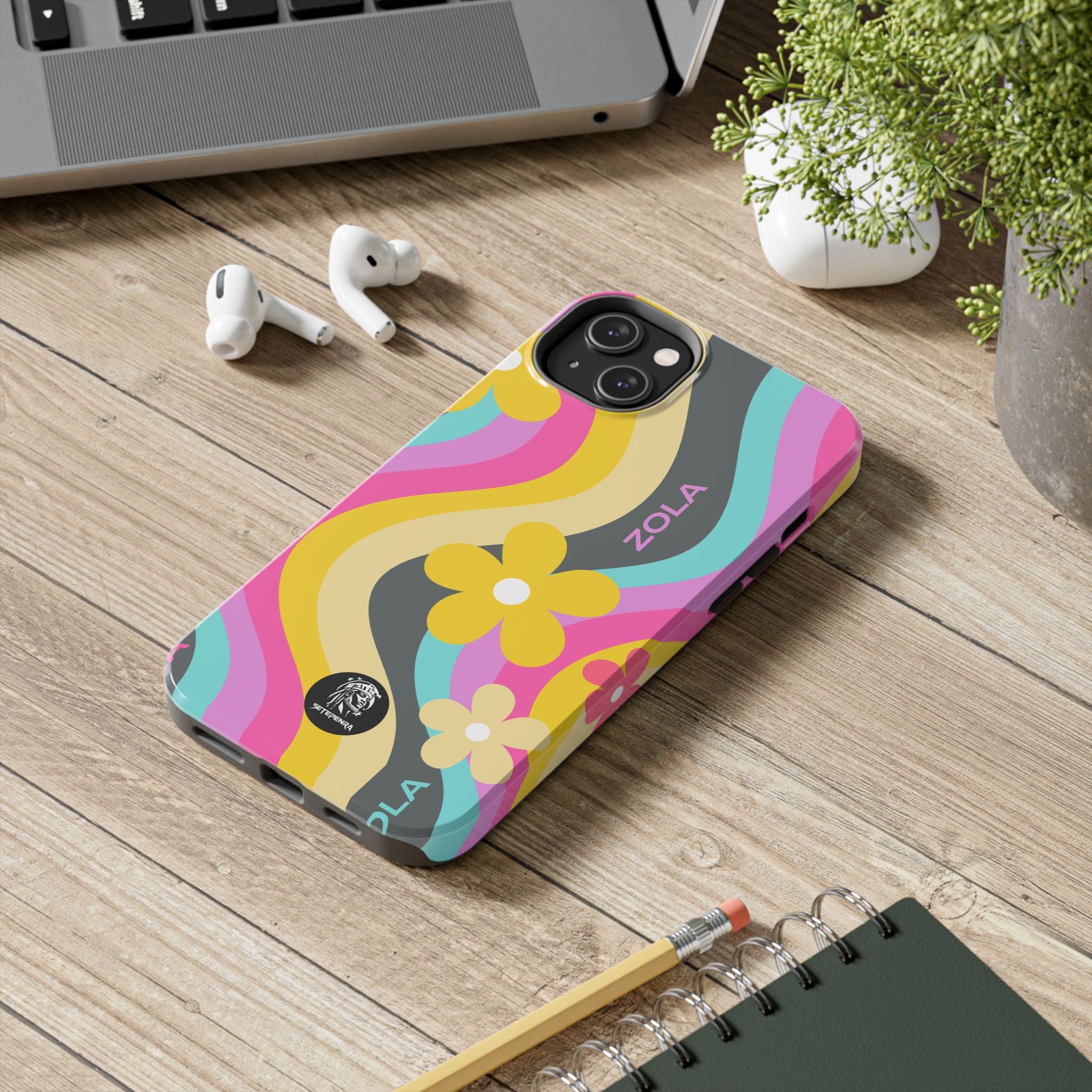Zola Tough Phone Case (For iPhone, Galaxy & More) - Dark Grey Wave