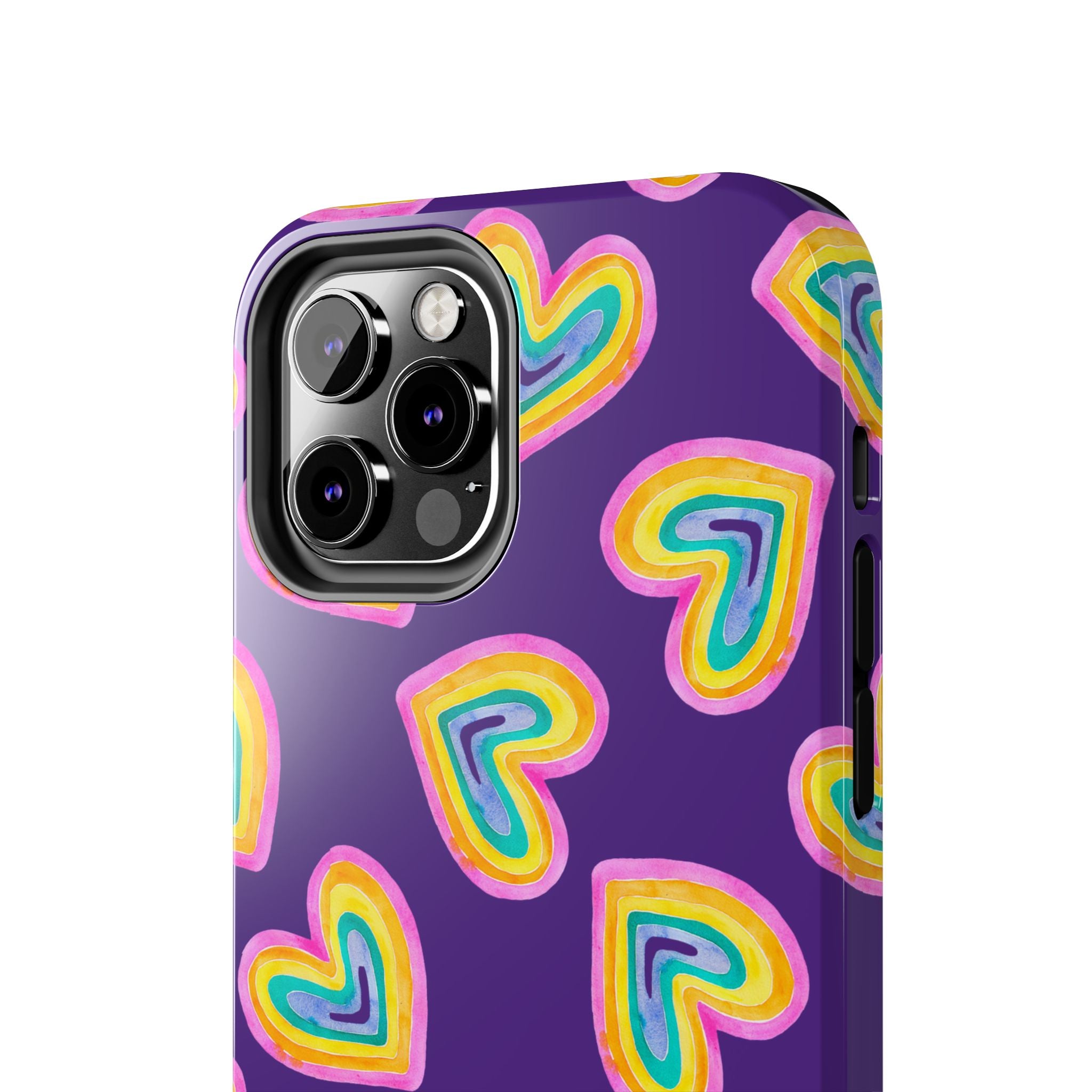 Rainbow Heart Tough Phone Case (For iPhone, Galaxy & More) - Purple