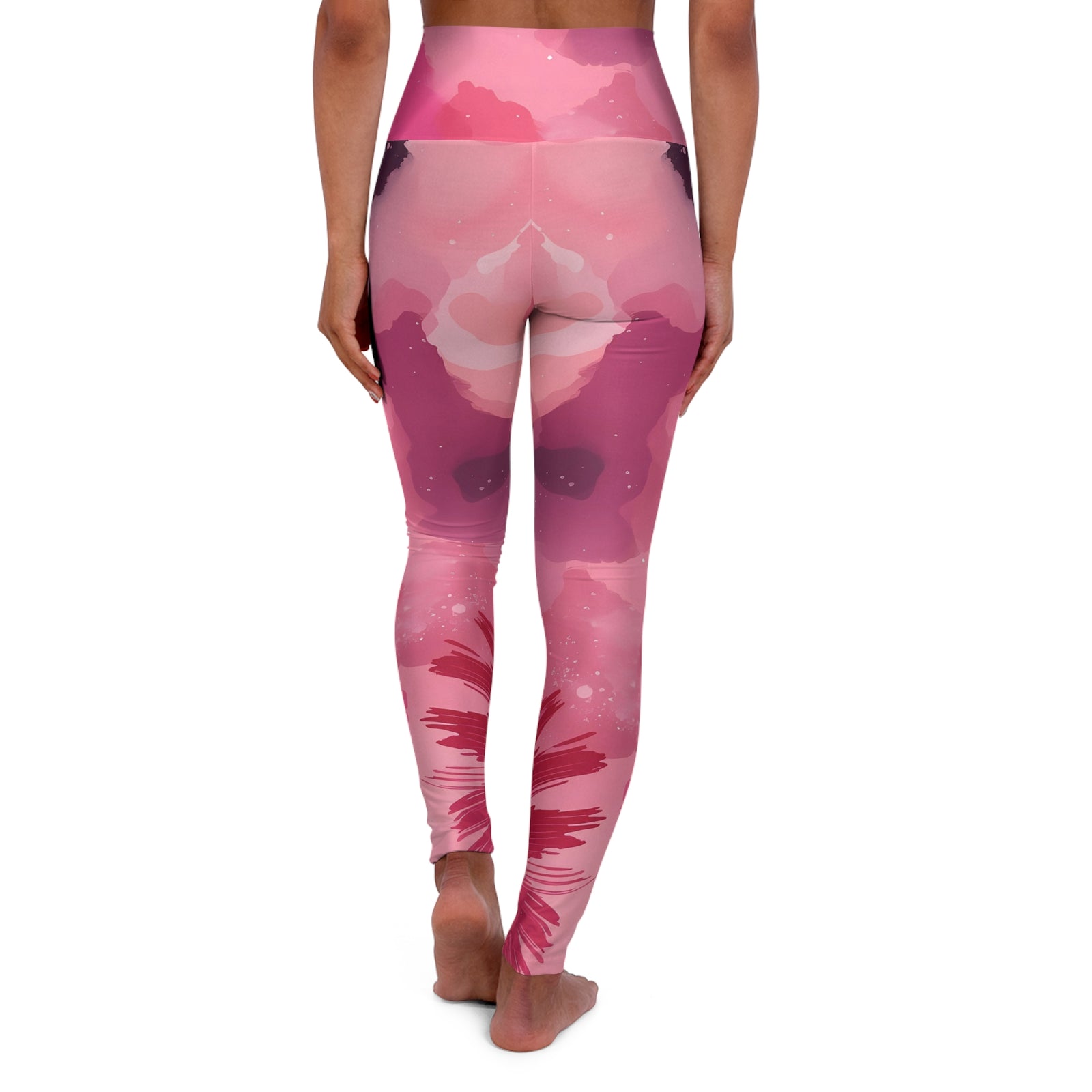 Pinking Bloom High Waisted Yoga Leggings SETEPENRA All Over Prints.