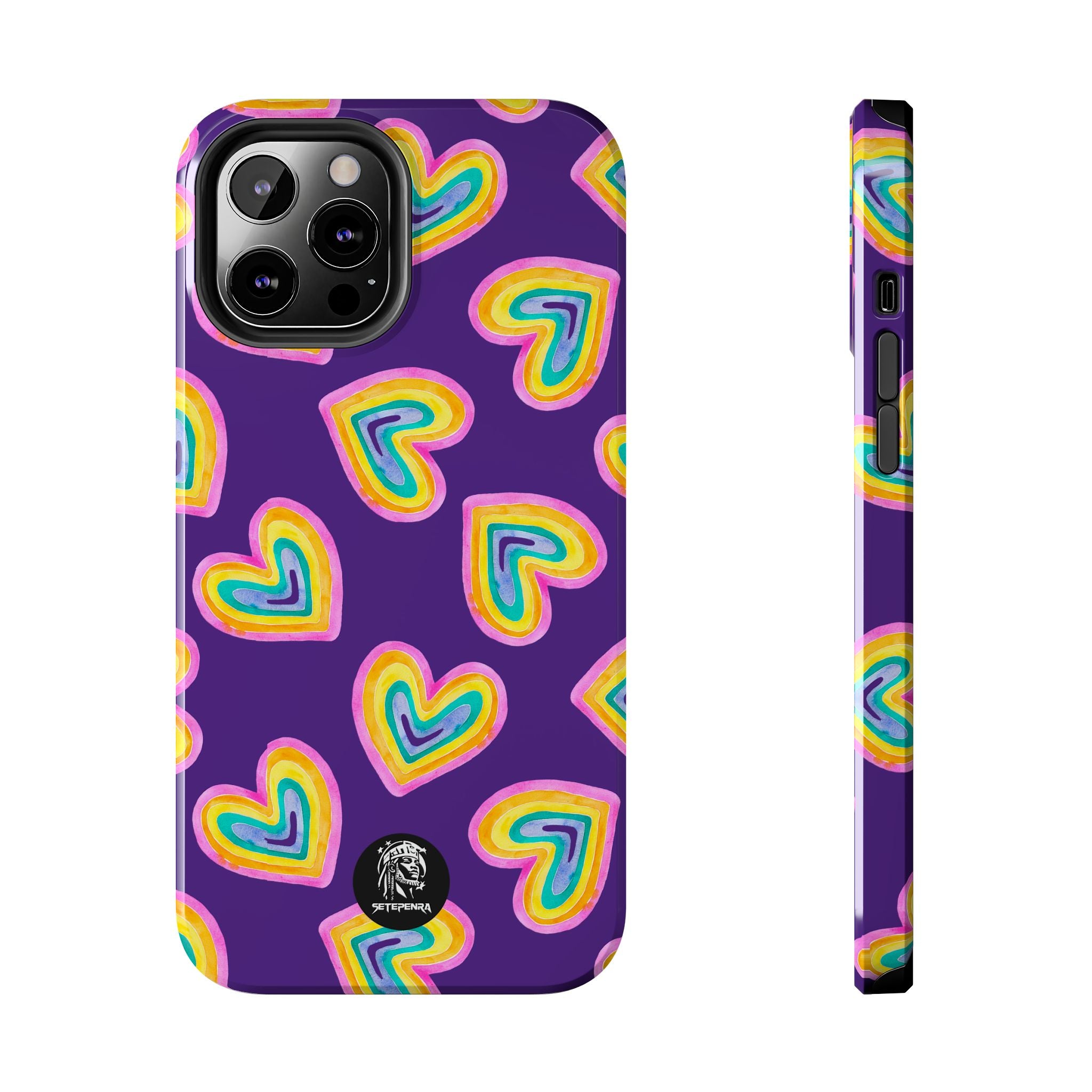 Rainbow Heart Tough Phone Case (For iPhone, Galaxy & More) - Purple SETEPENRA Phone Case.