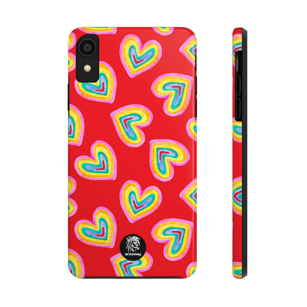Rainbow Heart Tough Phone Case (For iPhone, Galaxy & More) - Red SETEPENRA Phone Case.