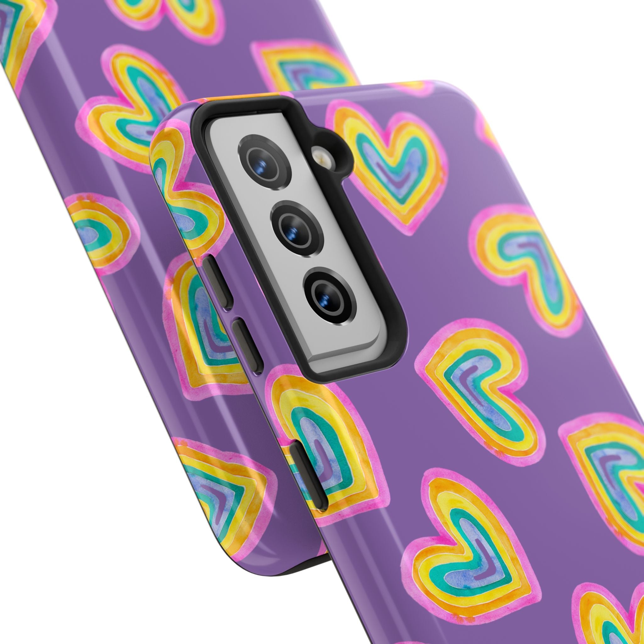 Rainbow Heart Tough Phone Case (For iPhone, Galaxy & More) - Light Purple