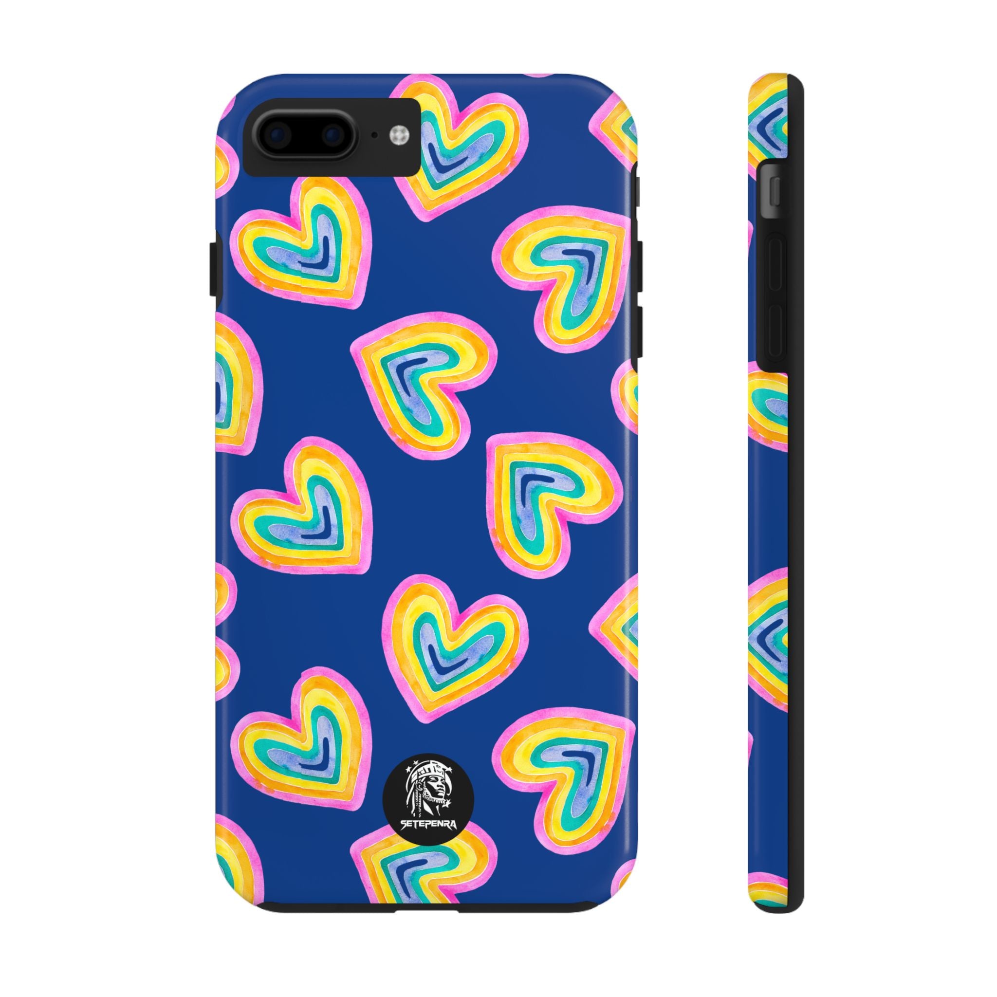 Rainbow Heart Tough Phone Case (For iPhone, Galaxy & More) - Dark Blue SETEPENRA Phone Case.