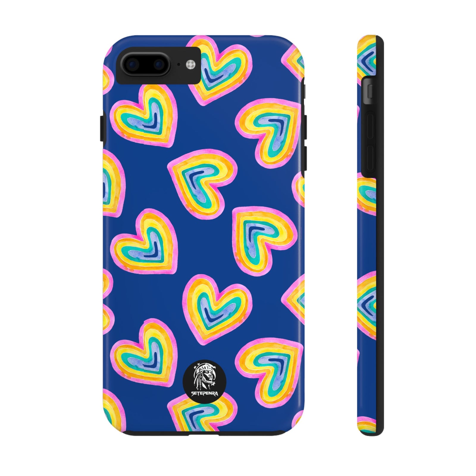 Rainbow Heart Tough Phone Case (For iPhone, Galaxy & More) - Dark Blue SETEPENRA Phone Case.