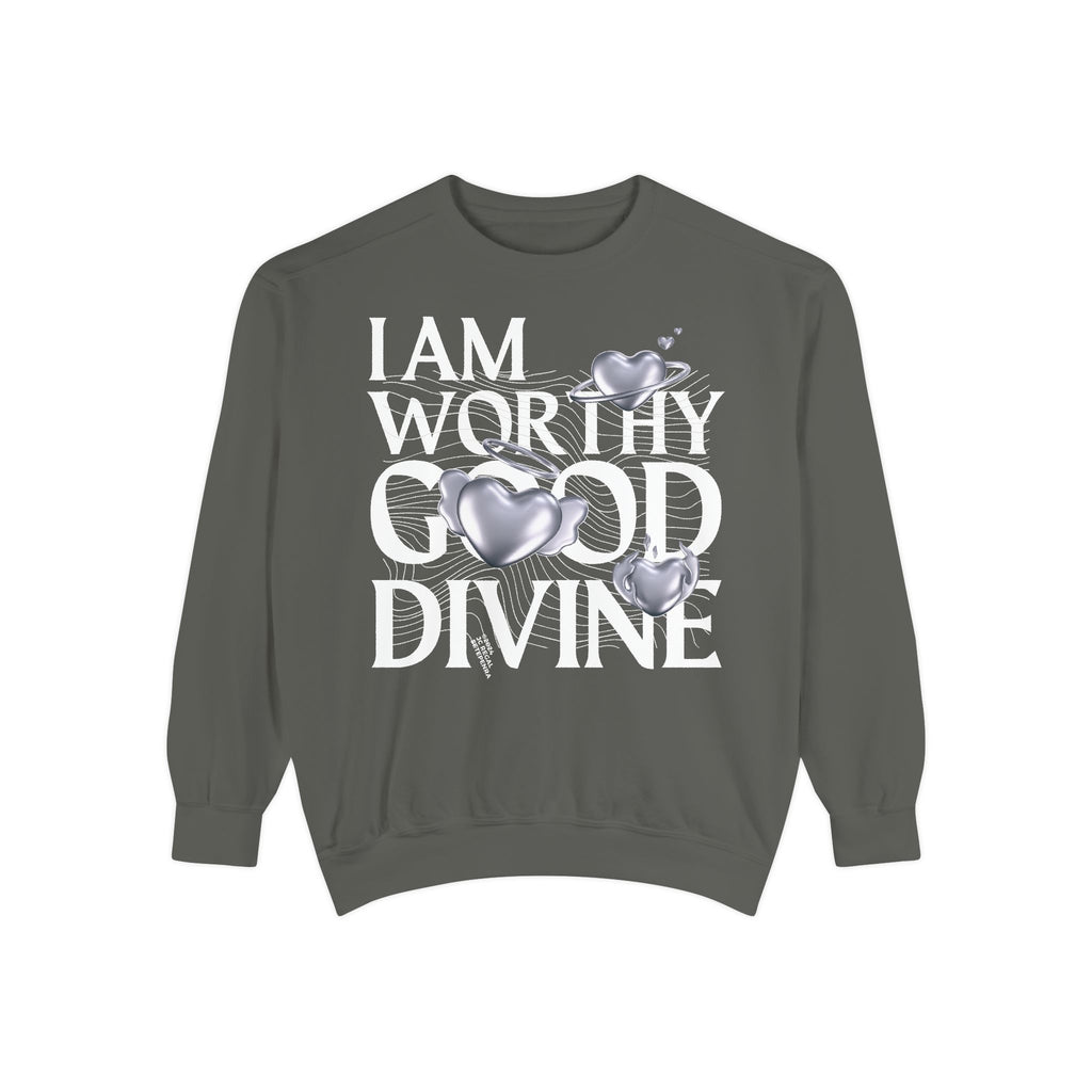 I AM WORTHY GOOD DIVINE Unisex Garment-Dyed Sweatshirt SETEPENRA Sweatshirt.