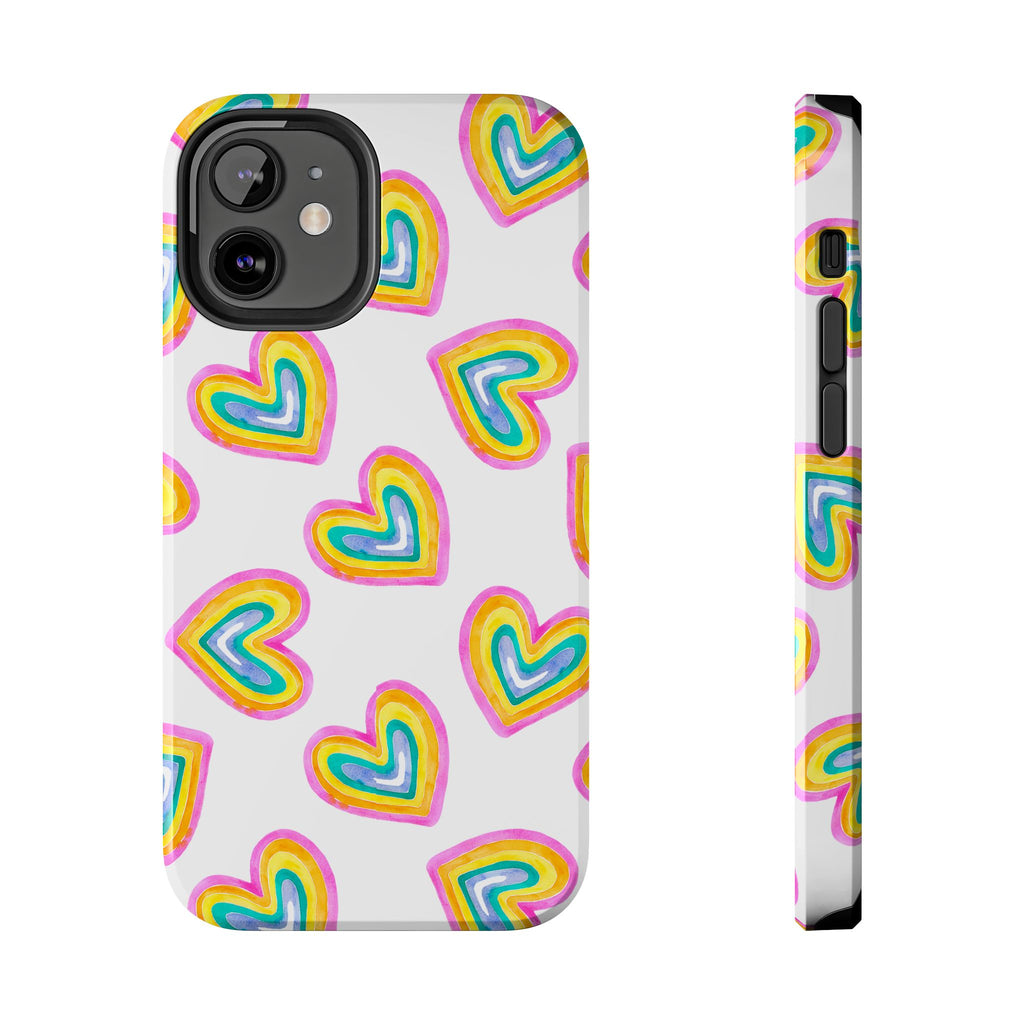 Rainbow Heart Tough Phone Case — Durable Cute Protective Phone Cover
