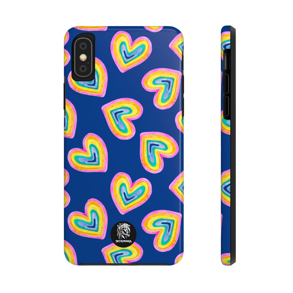 Rainbow Heart Tough Phone Case (For iPhone, Galaxy & More) - Dark Blue SETEPENRA Phone Case.