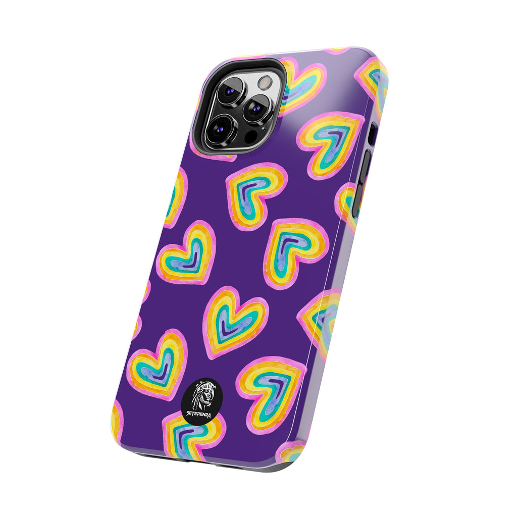 Rainbow Heart Tough Phone Case (For iPhone, Galaxy & More) - Purple